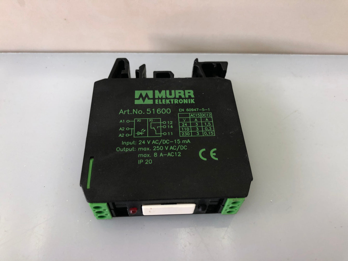 MURR Elektronik 51600 Output Relay Module – 24V DC Coil, DIN Rail Mount