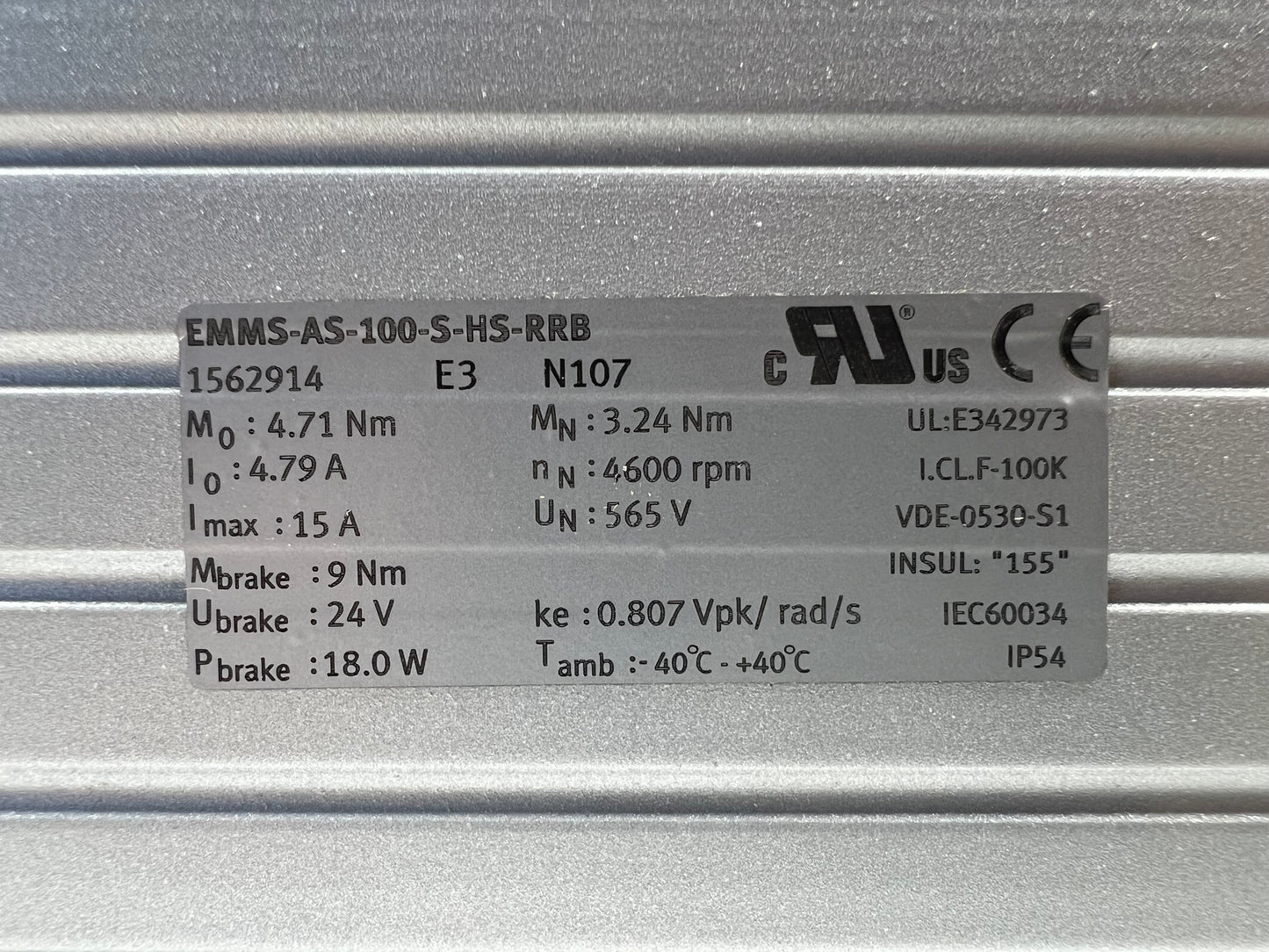 Festo EMMS-AS-100-S-HS-RRB 1562914 Servo Motor – High-Speed, Synchronous, RRB Encoder4