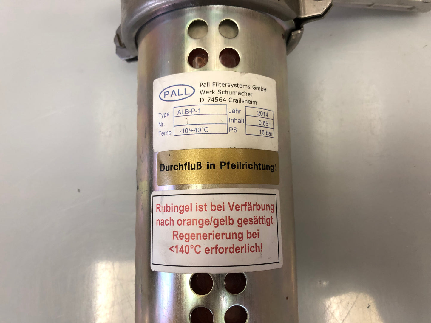 Pall Schumacher ALB-P-1 Rubingel Adsorber – 0.65L, 16 bar, -10…+40°C