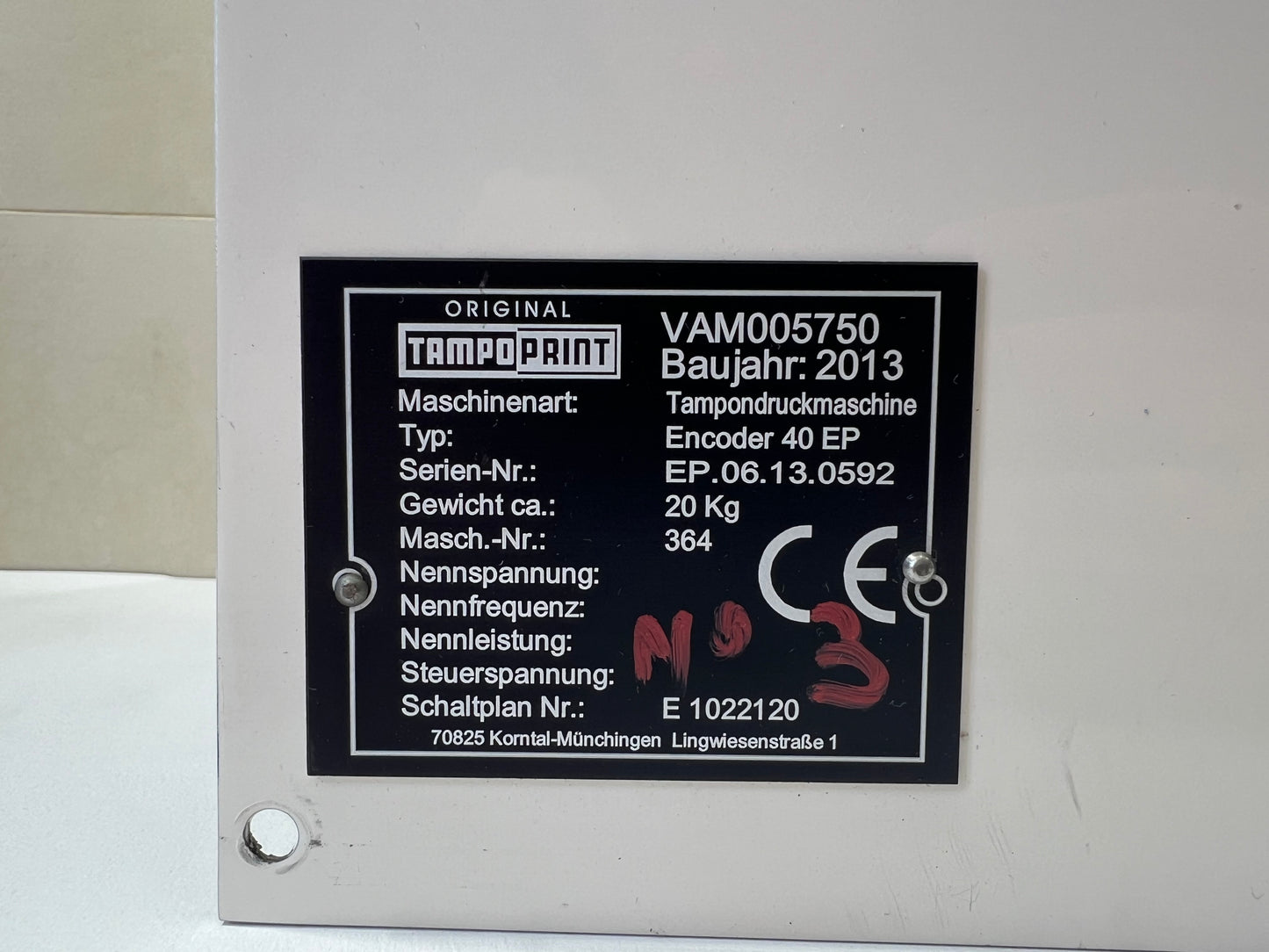 Cover for Tampoprint Encoder 40 EP