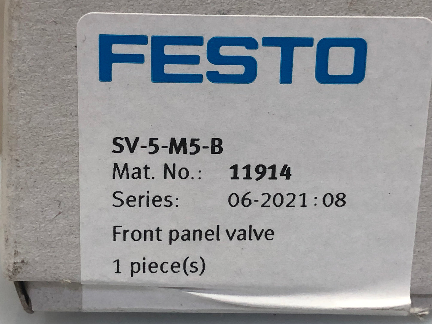 FESTO SV-5-M5-B 11914 Front Panel Pneumatic Valve – Manual 3/2-Way
