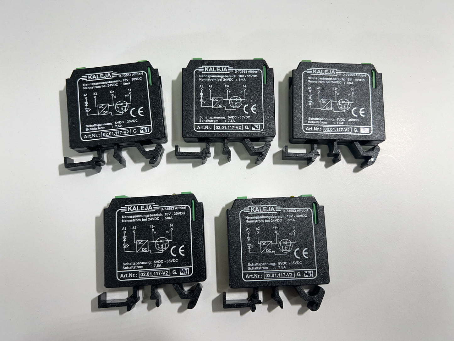 5x Kaleja 02.01.117-V2 Electronic Load Relay, 18–30 VDC – Lot of 5