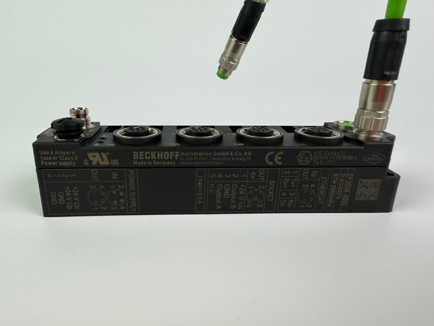 1x BECKHOFF EP2008-0002 EtherCAT Module with cable