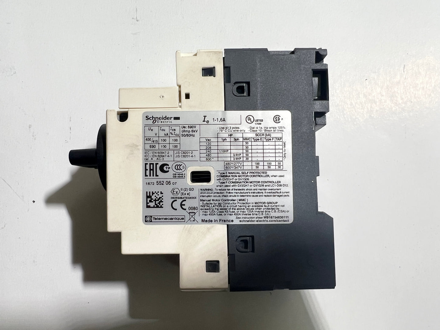 Schneider GV2-P06 1–1.6A Motor Circuit Breaker