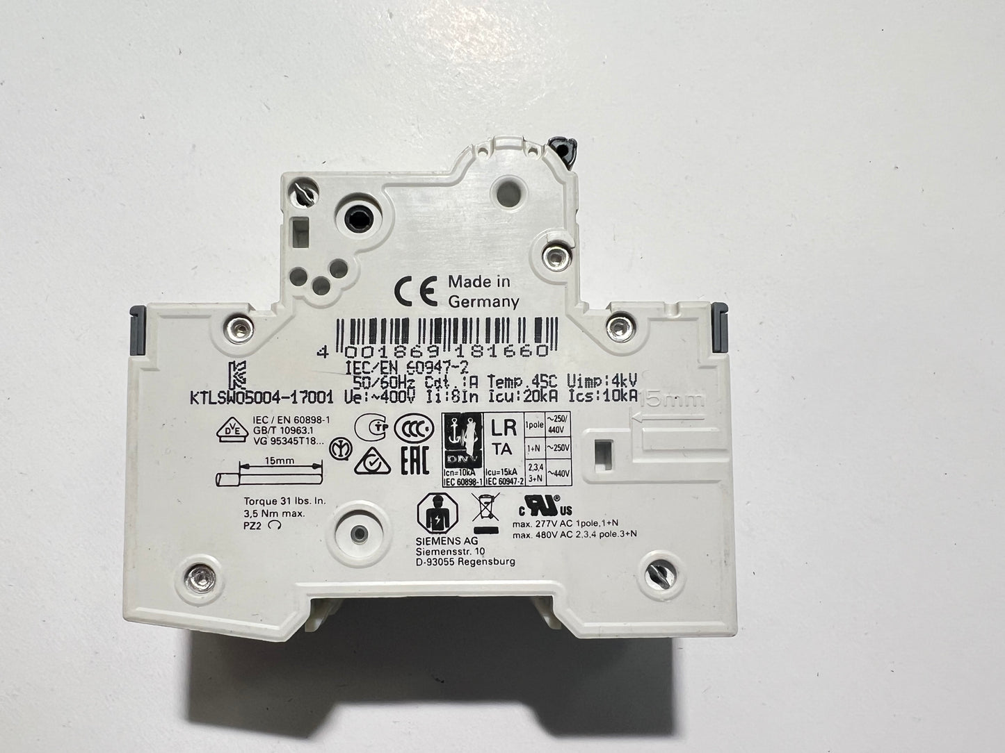 SIEMENS 5SY4216-7 MCB C16 CIRCUIT BREAKER