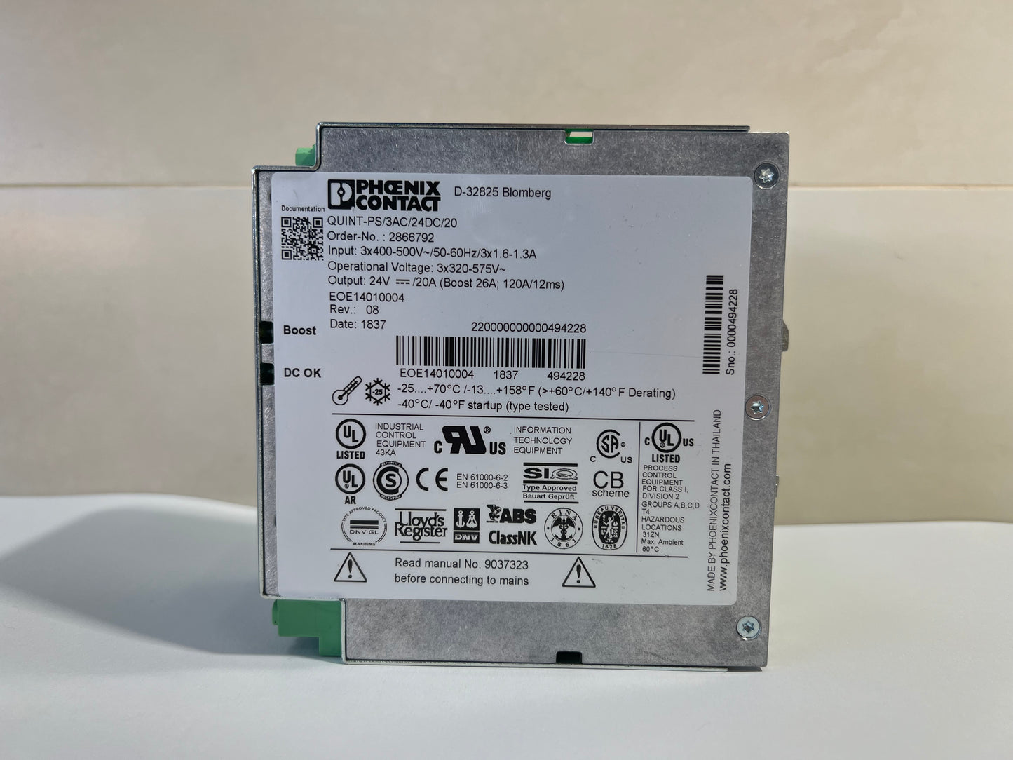 Phoenix Contact QUINT-PS/3AC/24DC/20 Power Supply Unit 2866792