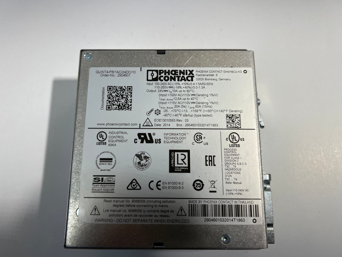 Phoenix Contact QUINT4-PS/1AC/24DC/10 Power Supply 2904601