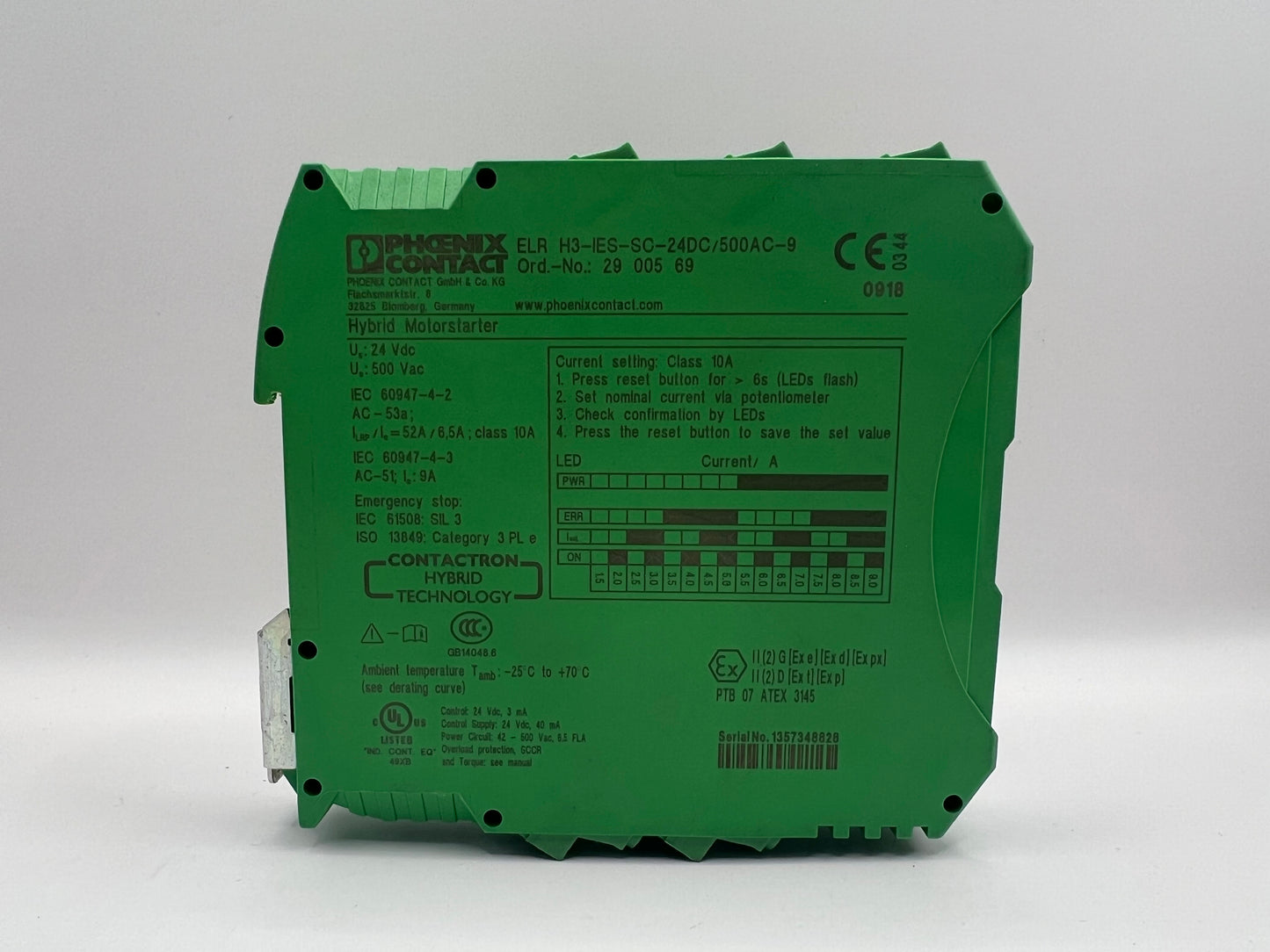Phoenix Contact ELR H3-IES-SC-24DC/500AC-9 Hybrid Motor Starter 9A 24V DC 500V AC 2900569