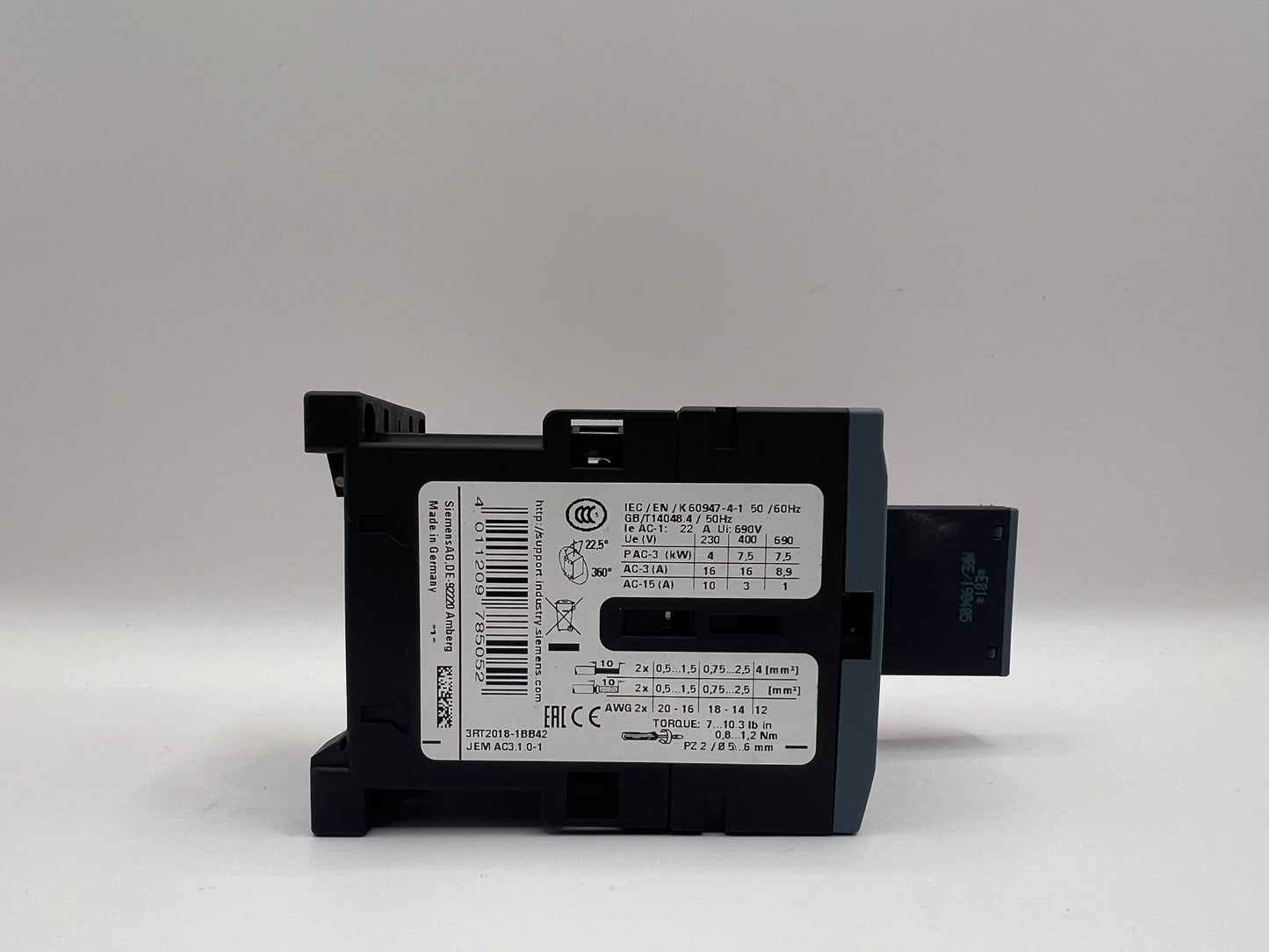 Siemens SIRIUS 3RT2018-1BB42 CONTACTOR + 3RT2916-1DG00