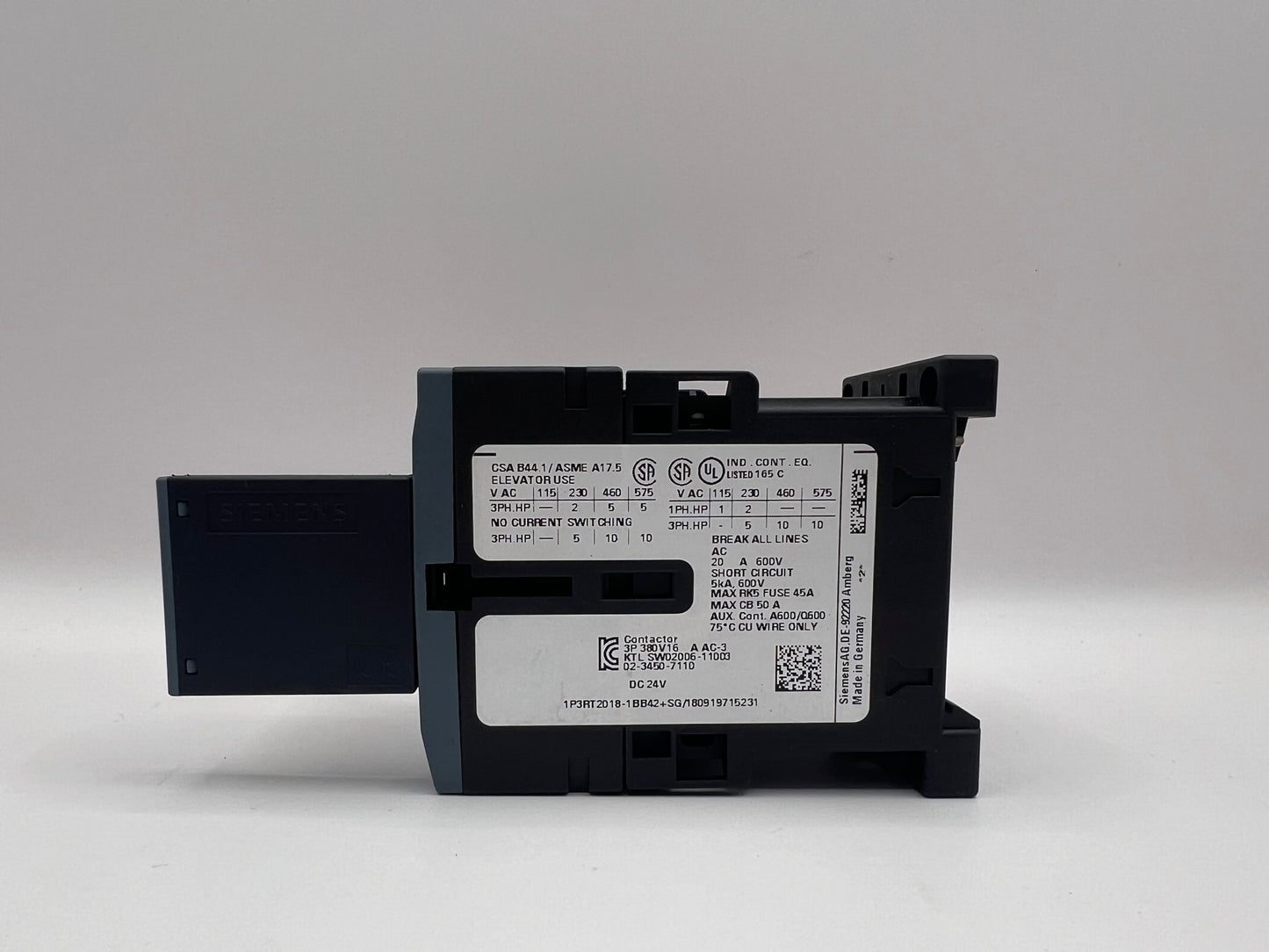 Siemens SIRIUS 3RT2018-1BB42 CONTACTOR + 3RT2916-1DG00