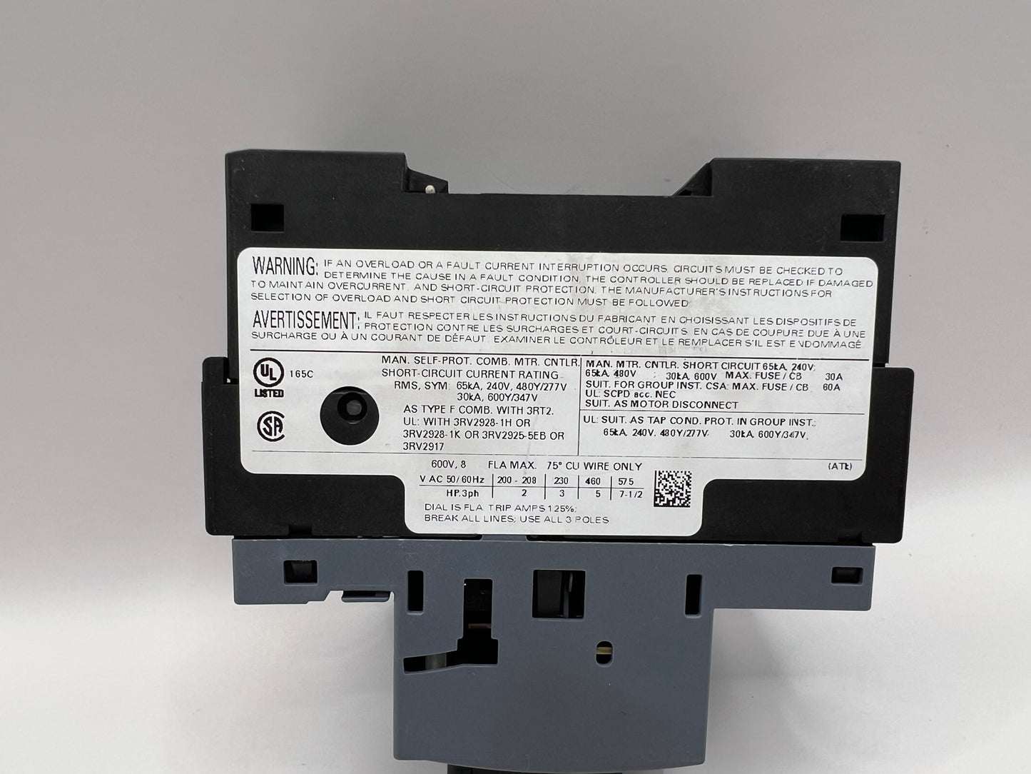 1x Siemens SIRIUS 3RV2011-1HA10 CONTACTOR