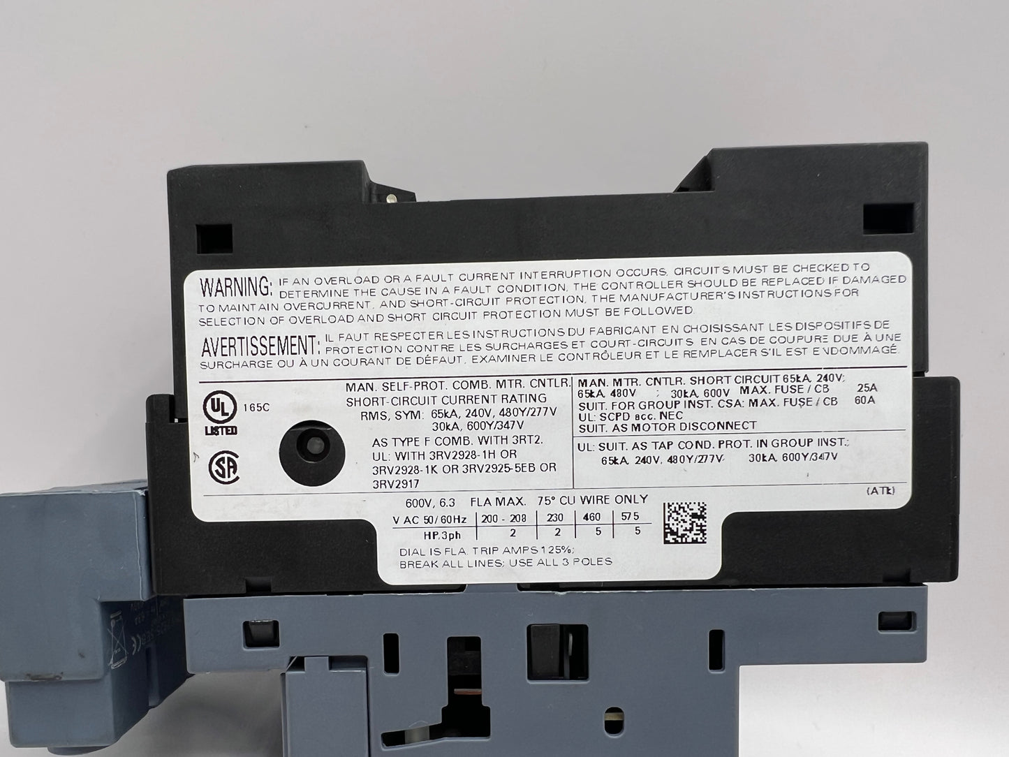 Siemens SIRIUS 3RV2011-1GA10 CONTACTOR