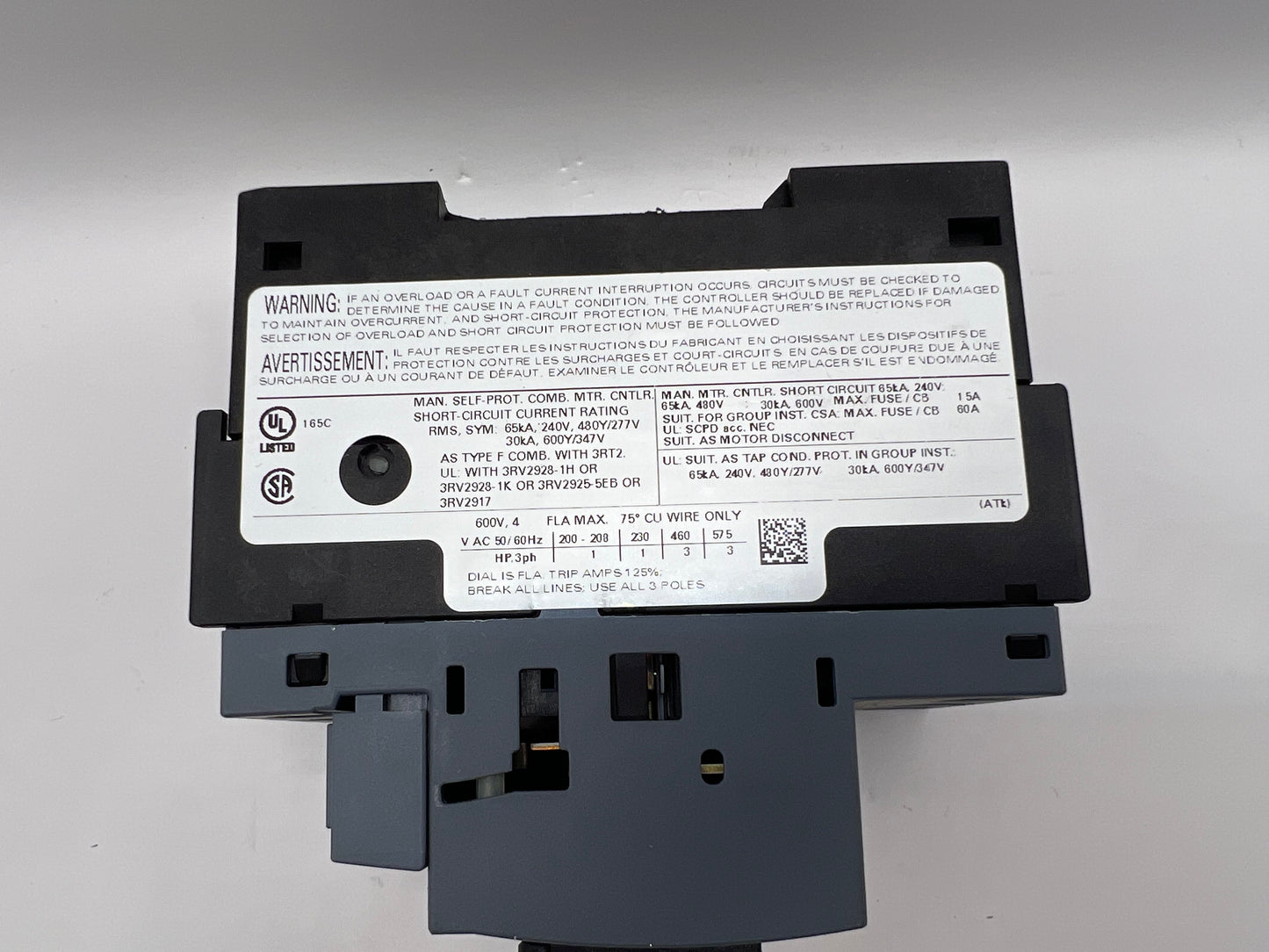 Siemens SIRIUS 3RV2011-EA10 CONTACTOR