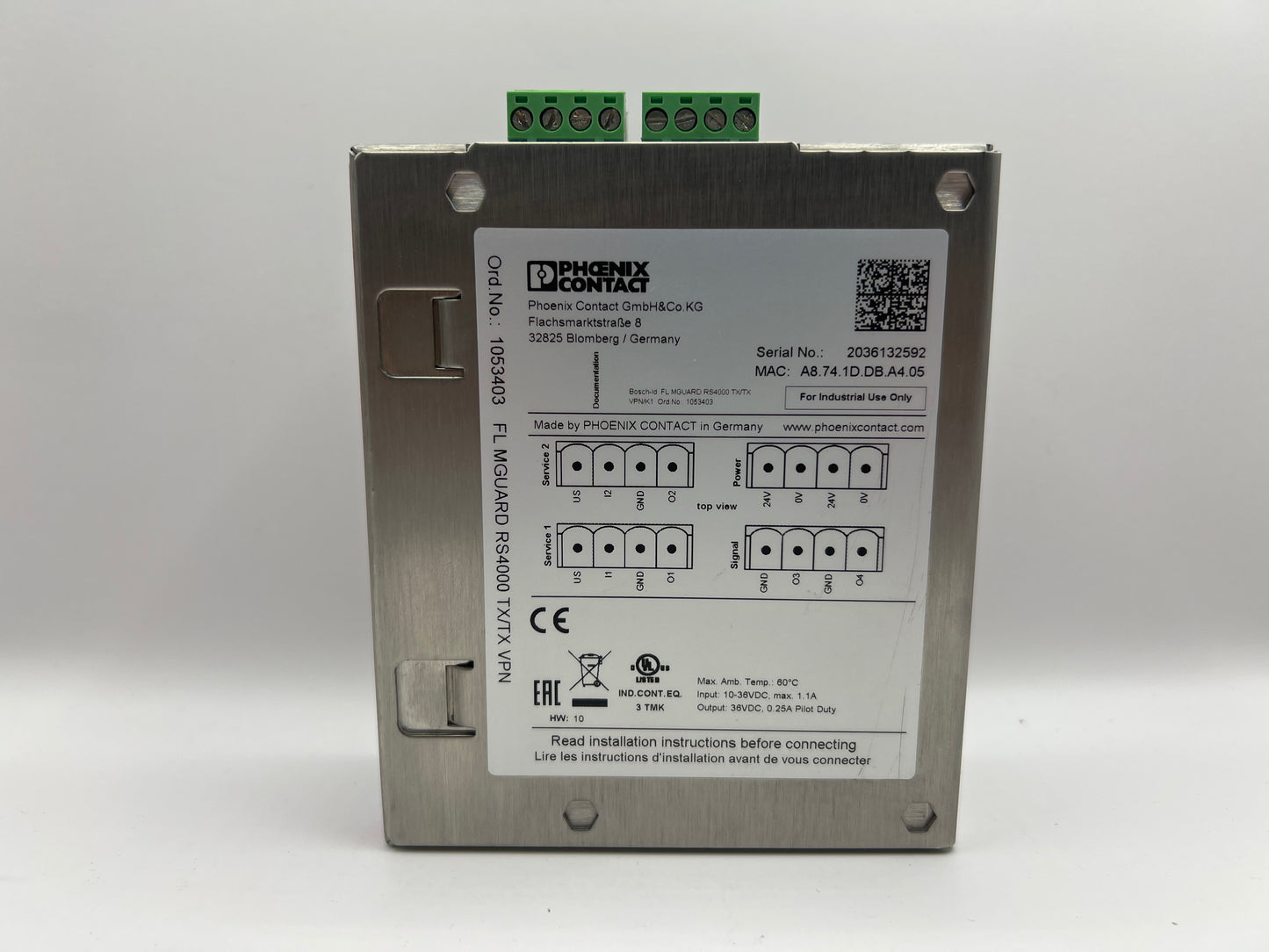 Phoenix Contact FL MGUARD RS4000 TX/TX VPN Security Router 1053403