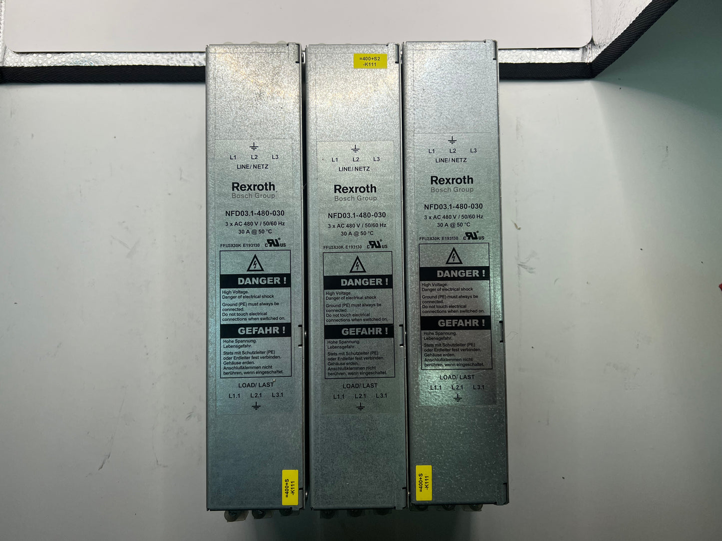 1x Rexroth NFD03.1-480-030 Servo Drive EMC Main Line Filter 480V AC 3-Phase 30A