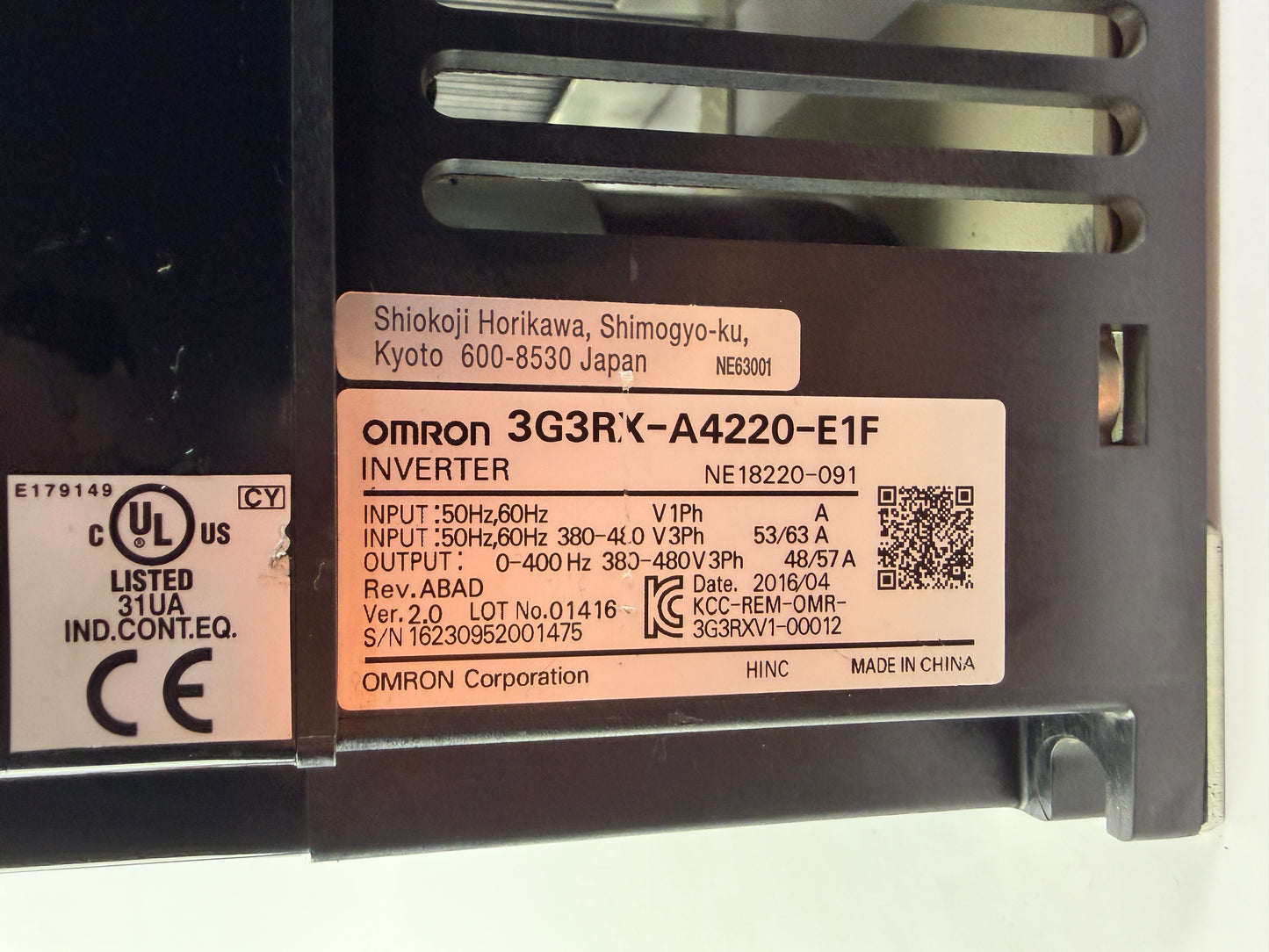 Omron 3G3RX-A4220-E1F RX Series Inverter 22kW 380-480V 3-Phase Frequency Drive