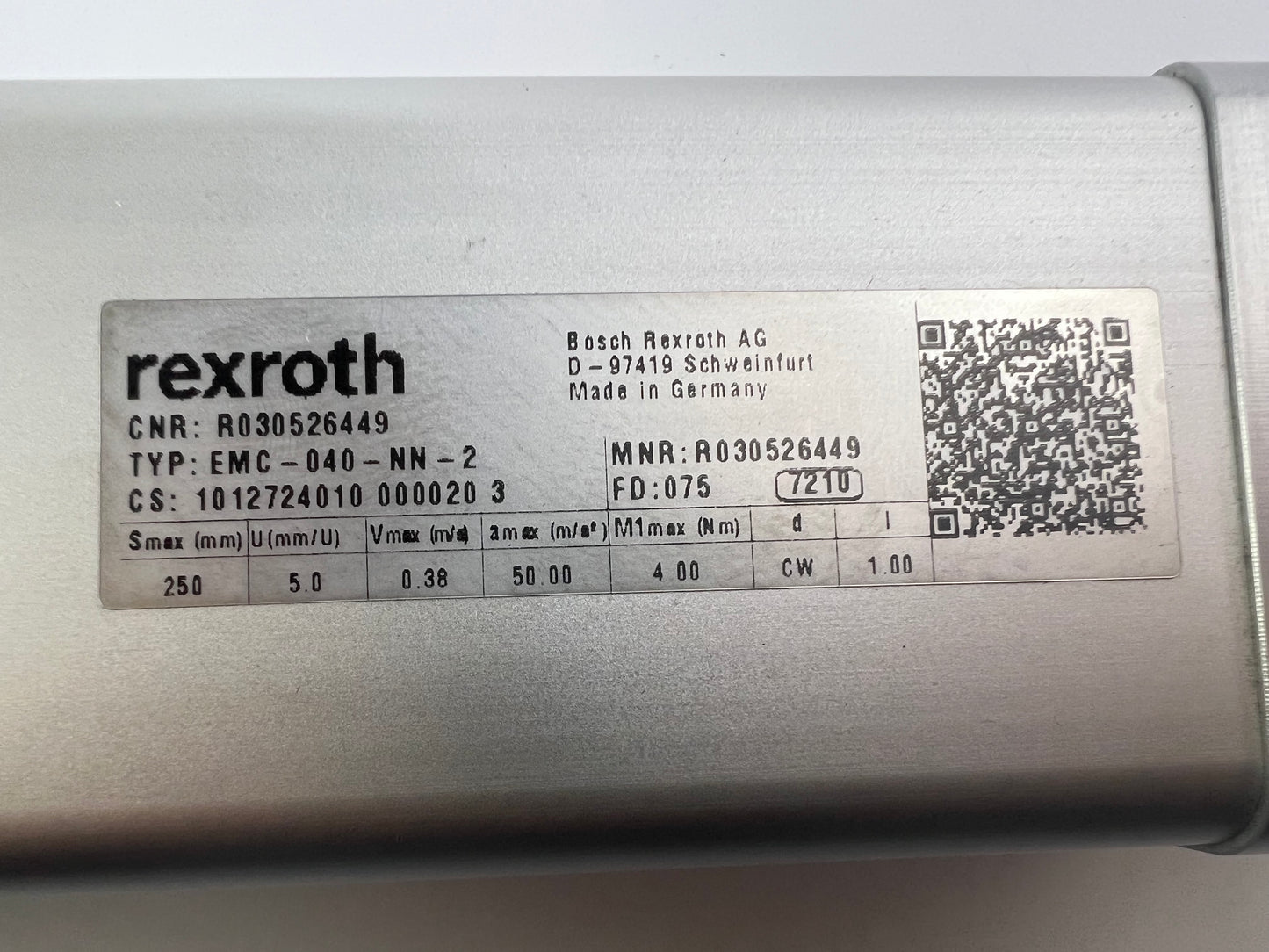 Rexroth EMC-040-NN-2 + MSM031C-0300-NN-M5-MH1 Smax=250mm Linear Actuator + Servo