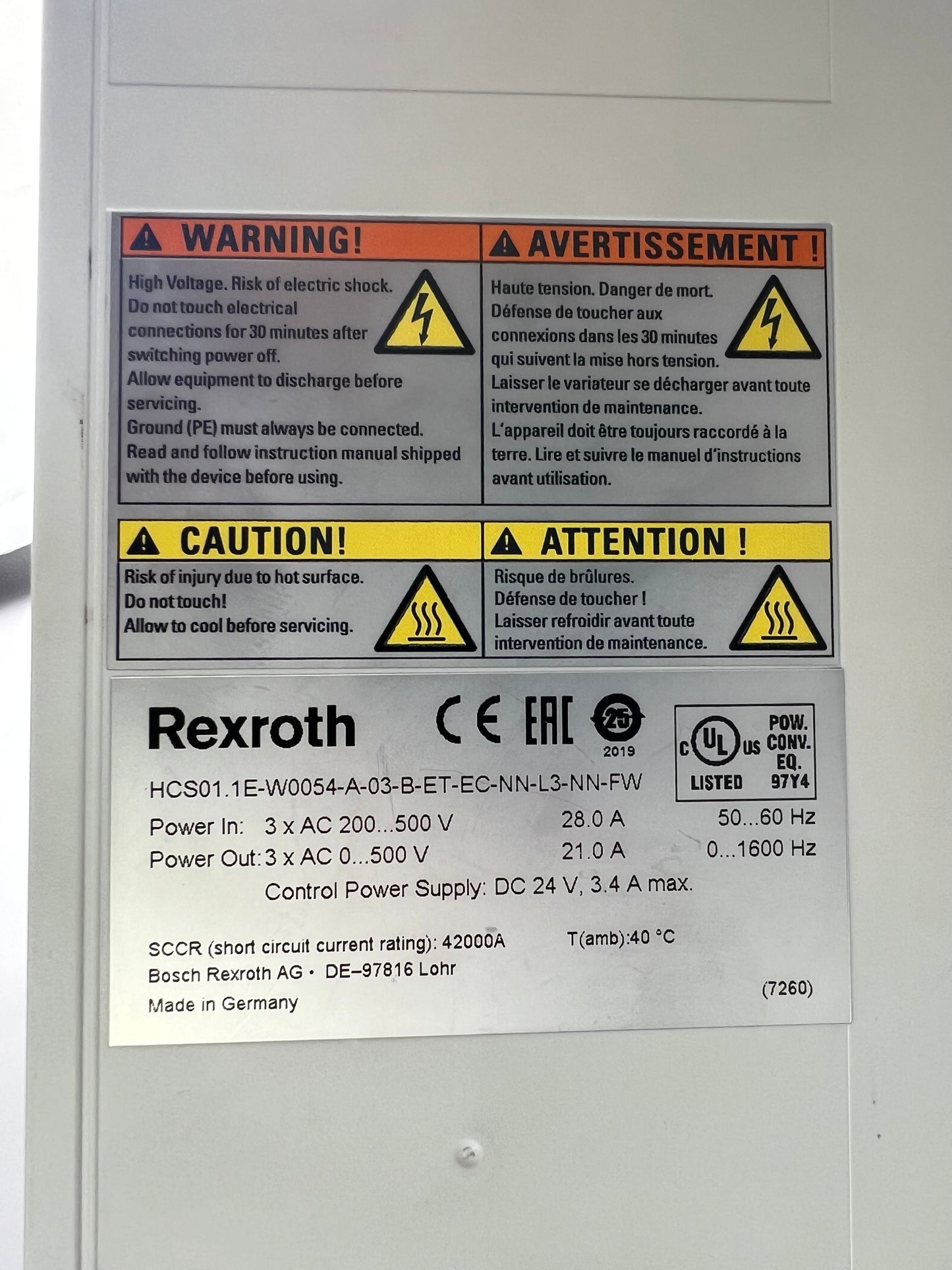 1x Rexroth - IndraDrive Cs - HCS01.1E-W0054-A-03-B-ET-EC-NN-L3-NN-FW