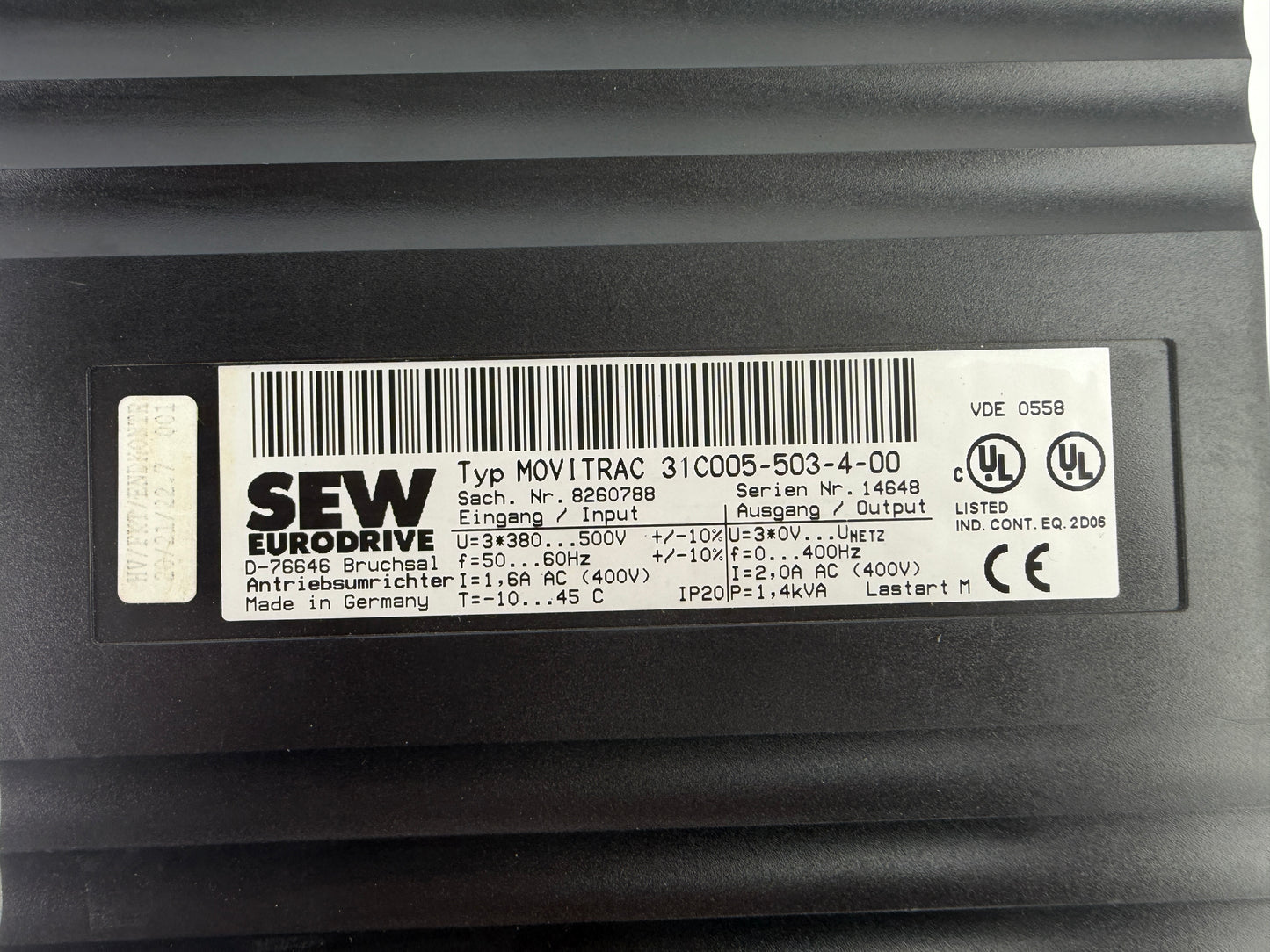 SEW Eurodrive MOVITRAC 31C005-503-4-00 Frequency Inverter – 0.55 kW Motor Drive