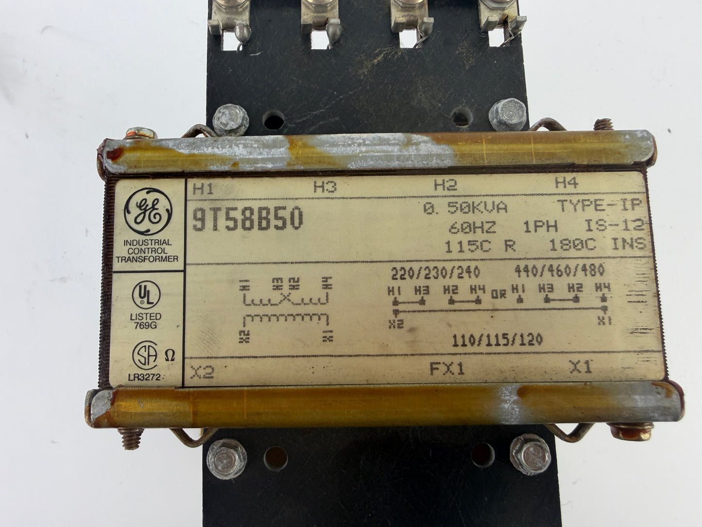 GE 9T58B50 Industrial Control Transformer 0.5 kVA 220-480V to 110-120V