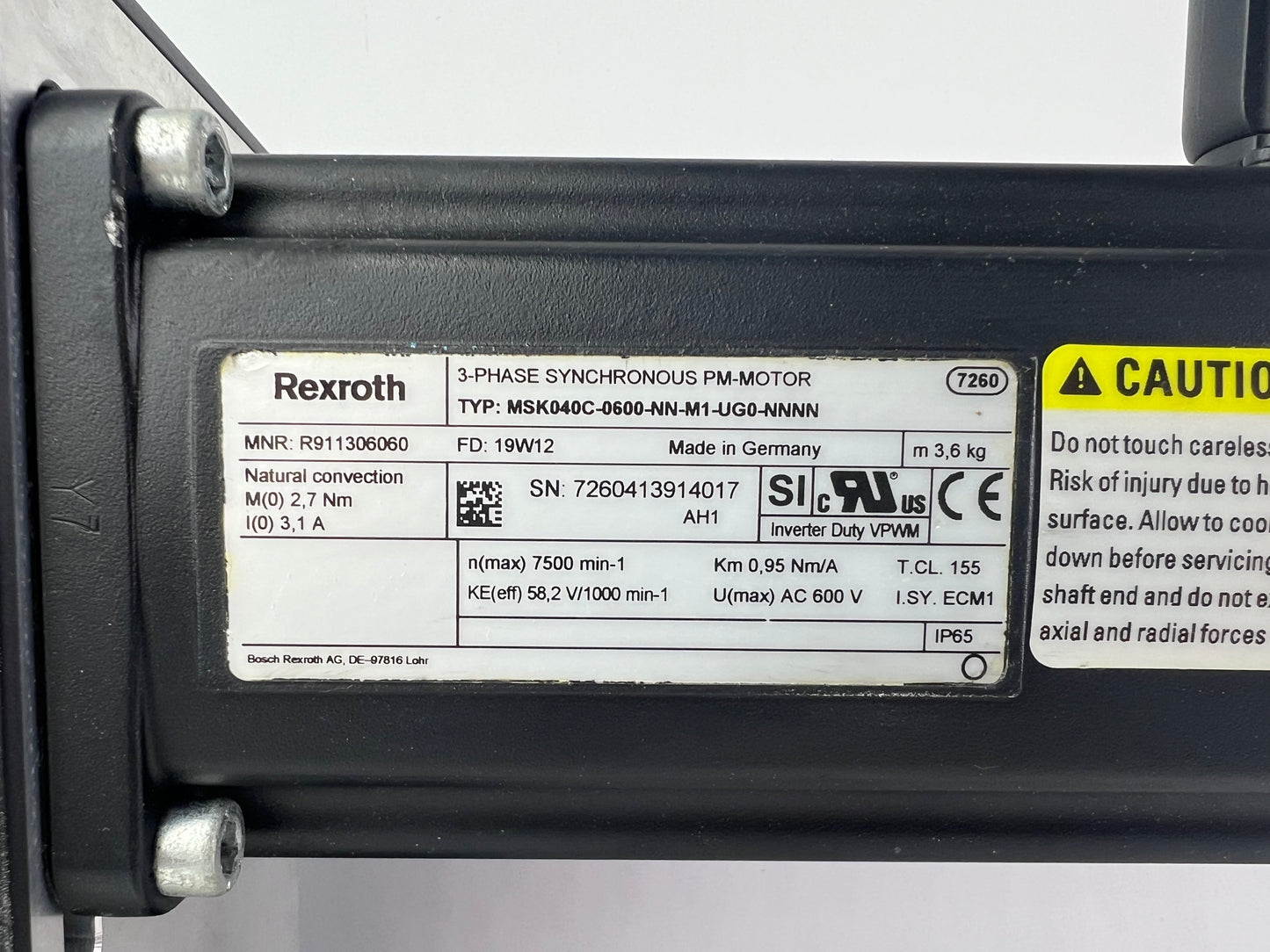 Rexroth R030520400 CKK-110-NNG1 Compact Module + R911306060 MSK040C-0600-NN-M1-UG0-NNNN Motor + 2 Cables + 2 Sensors