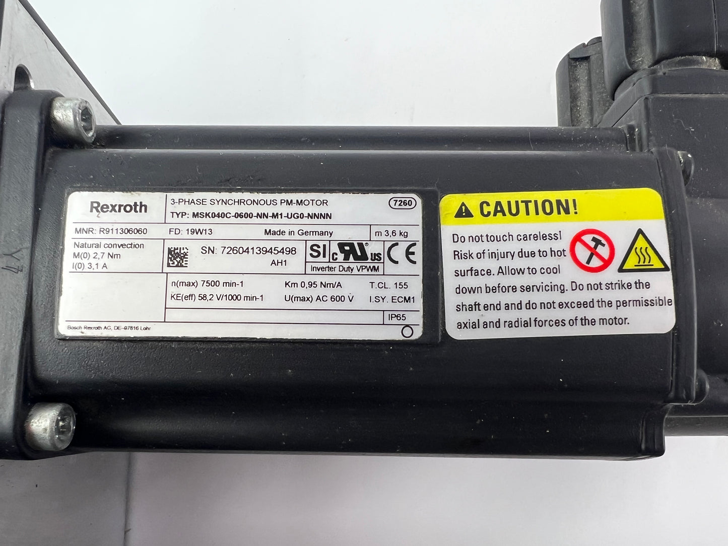 Rexroth R030520403 CKK-145-NNG1 Compact Module + R911306060 MSK040C-0600-NN-M1-UG0-NNNN Motor + 2 Cables + Sensors