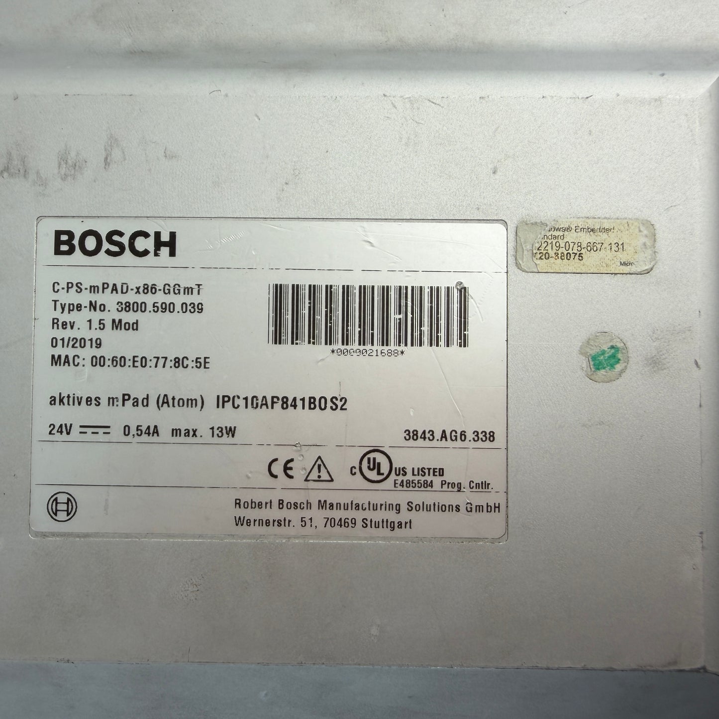 Parts/Repair Bosch C-PS-mPAD-x86-GGmT HMI Touch Panel 3800.590.039