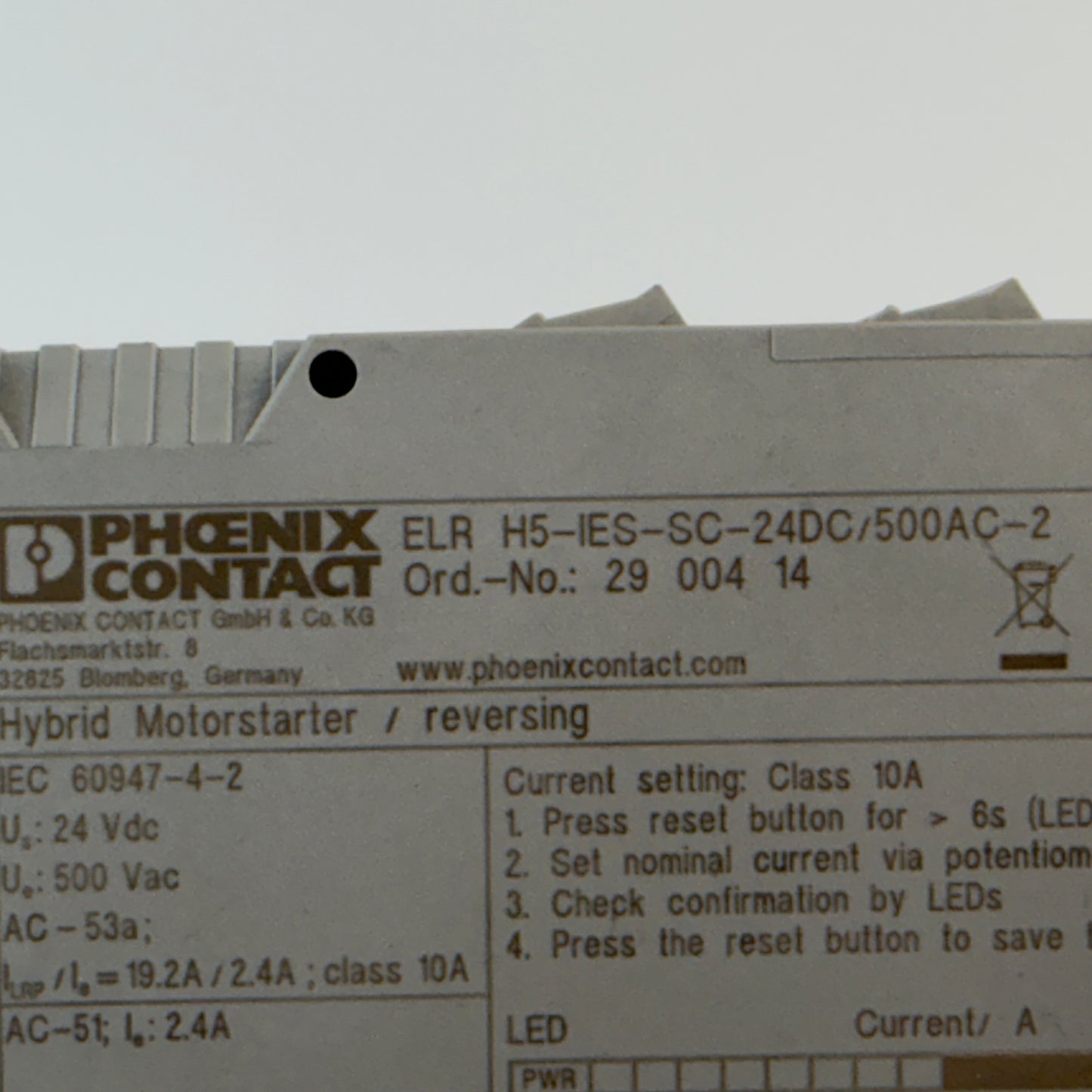 Phoenix Contact ELR H5-IES-SC-24DC/500AC-2 2900414 Hybrid Motor Starter Reversing