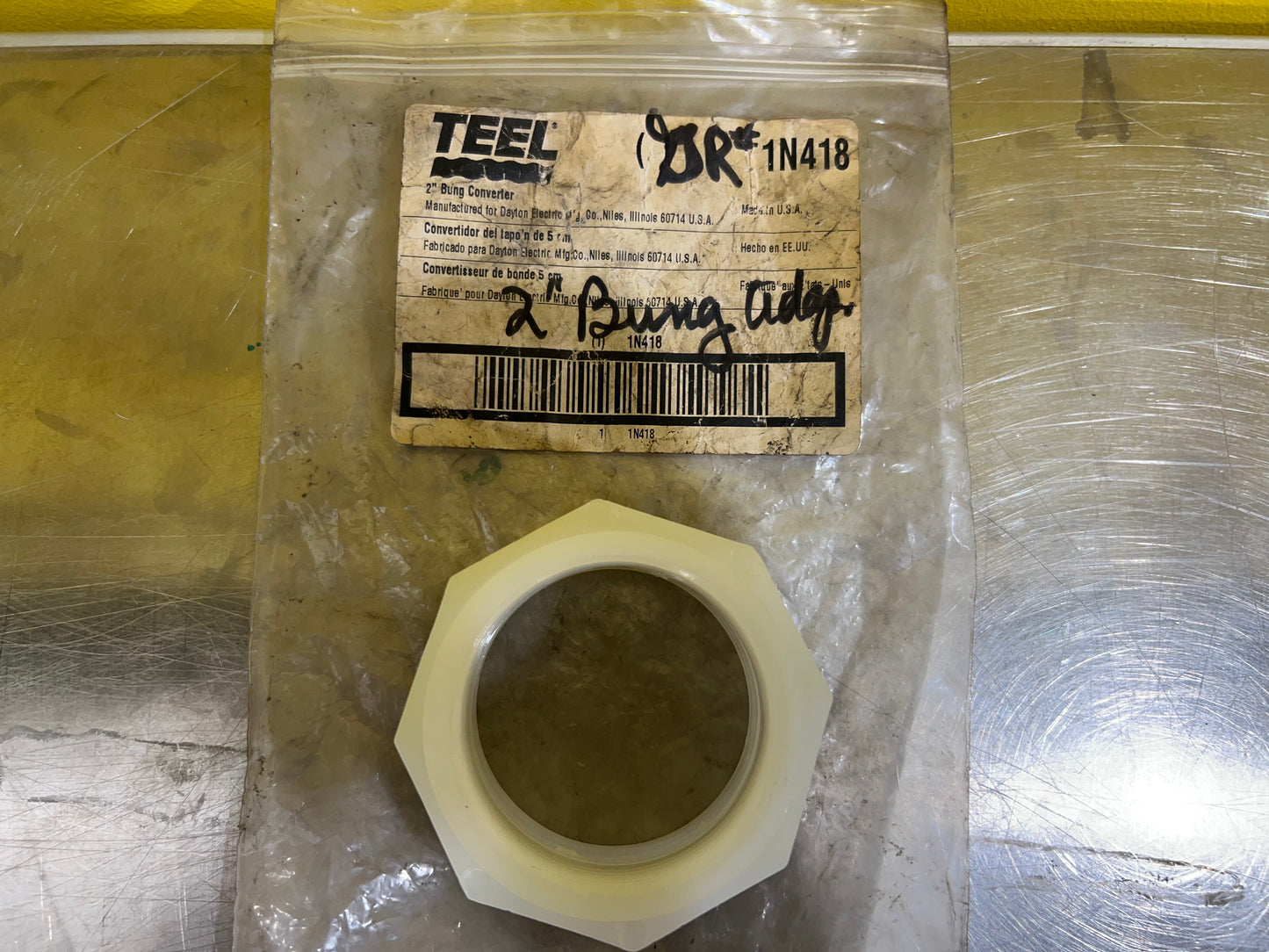 TEEL 1N418 2” Bung Converter – Drum Pump Adapter