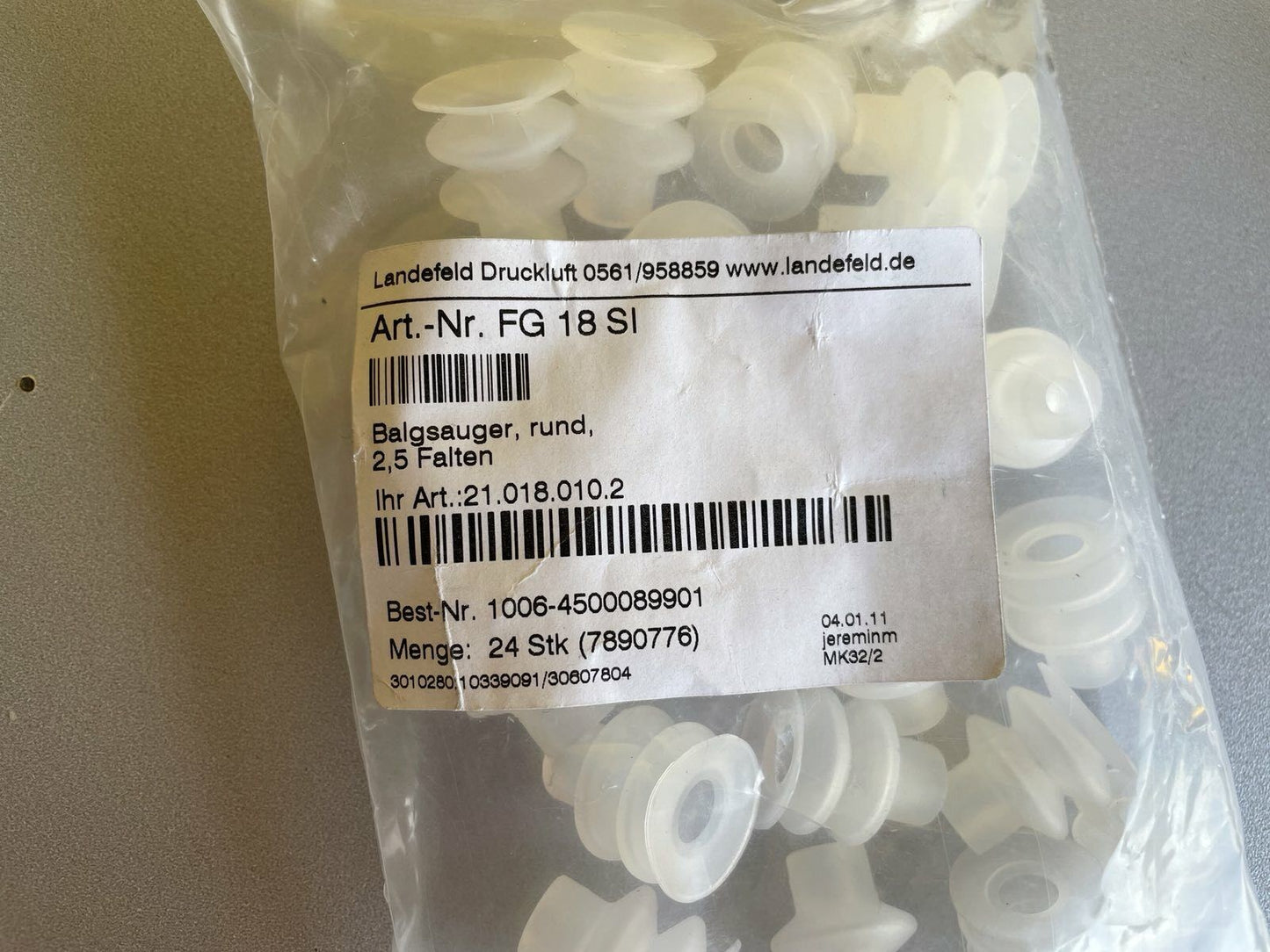 Lot of 54 Schmalz FG-20-SI-55-N016 Vacuum Pad – Ø20mm, Silicone, Flat Grip Cup 10.01.06.00059