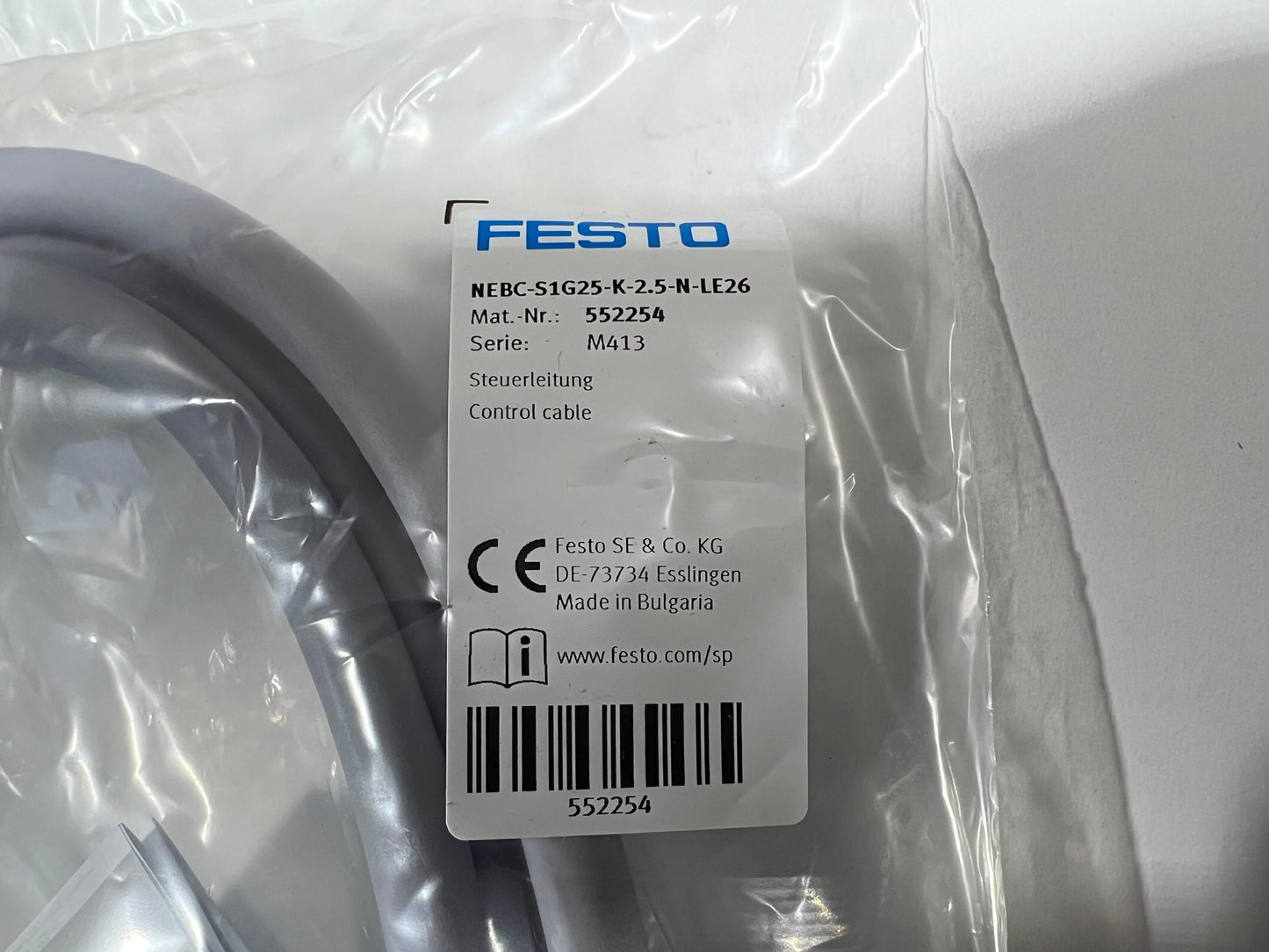 FESTO NEBC-S1G25-K-2.5-N-LE26 552254 / NEBCS1G25K25NLE26 (NEW IN BOX)