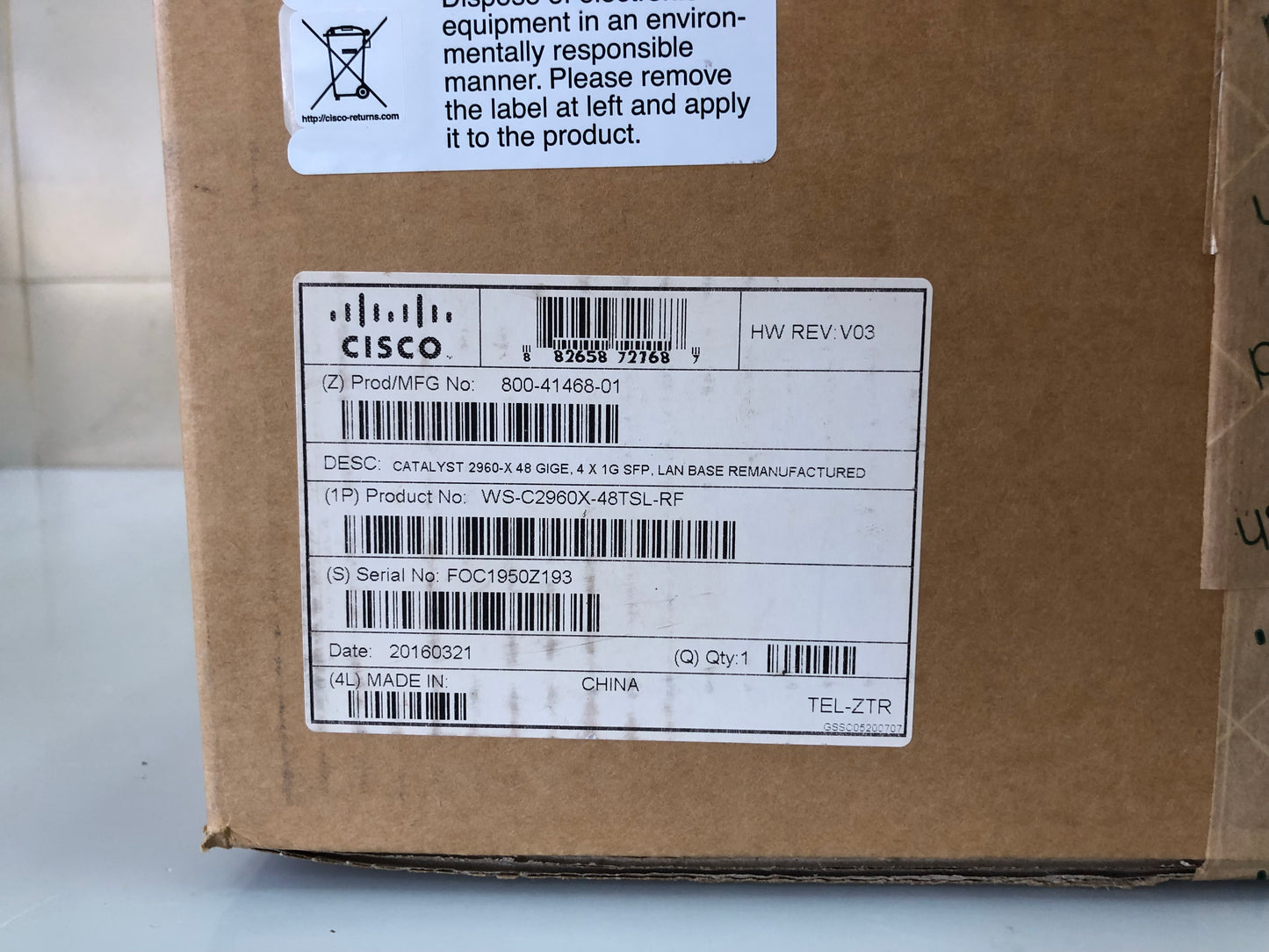 CISCO WS-C2960X-48TS-L Catalyst 2960-X 48GigE, 4x1G SFP, LAN Base