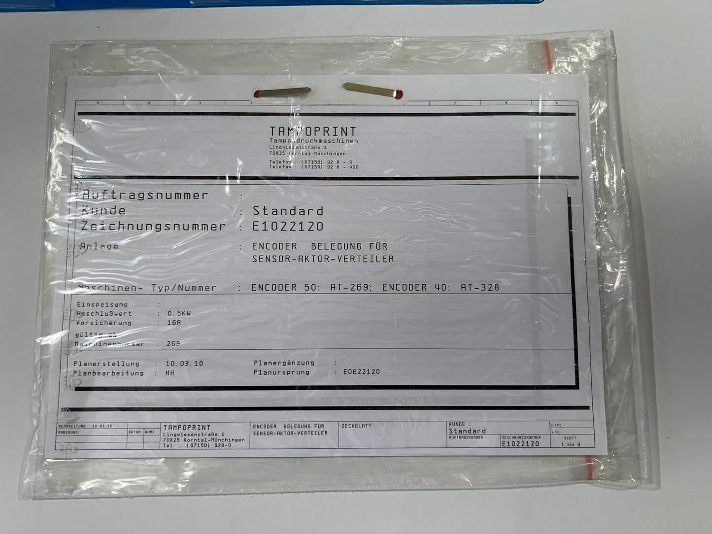 Tampoprint Encoder 40 EP – Operating Instructions, Setting Instructions & Spare Parts List