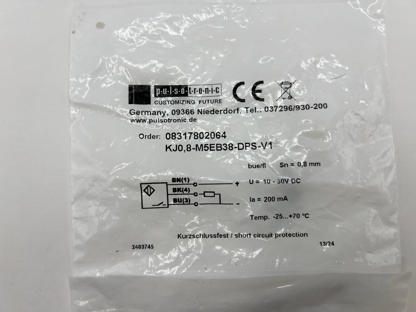 1x Pulsotronic 08317802064 Proximity Sensor KJ8-M5EB38-DPS-V1