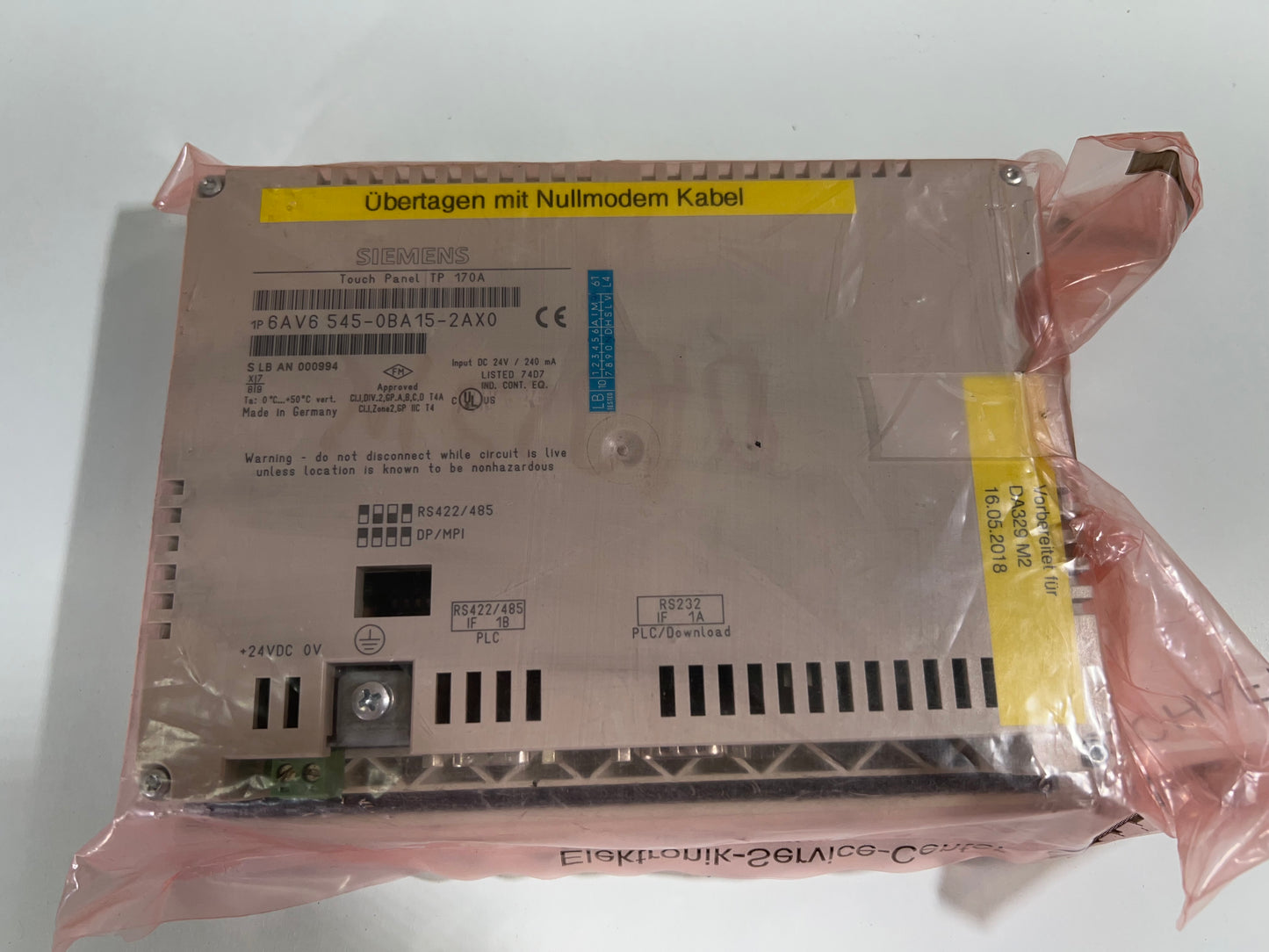 New Siemens 6AV6 545-0BA15-2AX0 Touch Panel 6AV6545-0BA15-2AX0