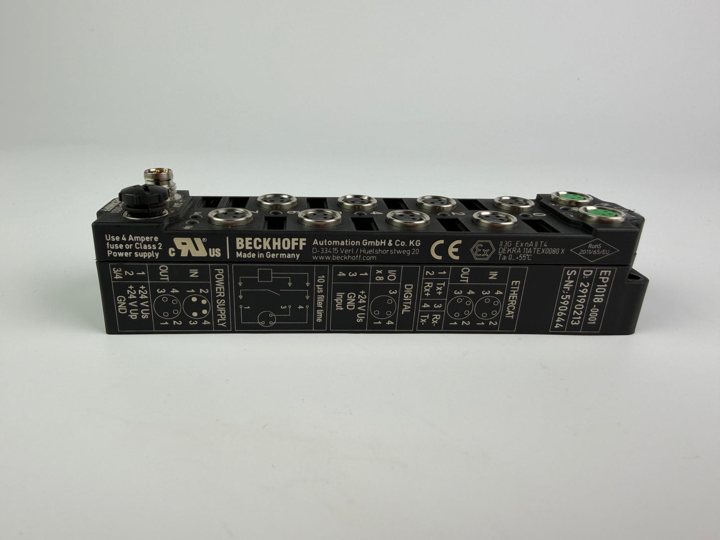 1x Beckhoff EP1018-0001 EtherCAT Box 8-Channel Digital Input Module IP67