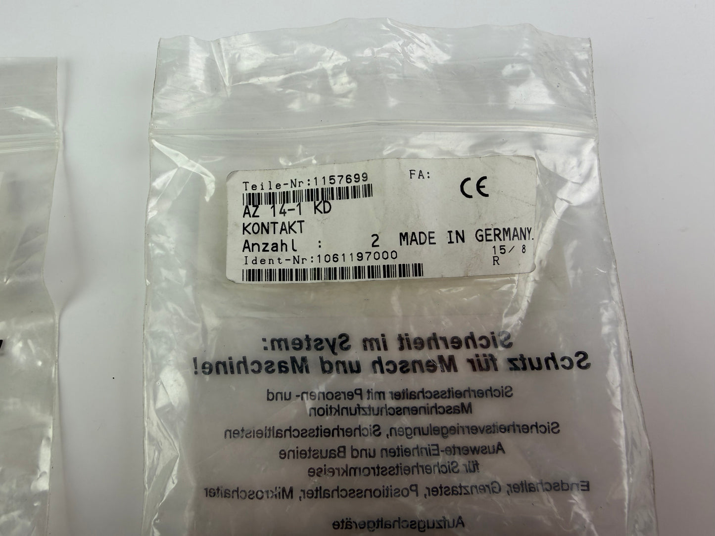 2x Schmersal AZ14-1KD Safety Switch with Key