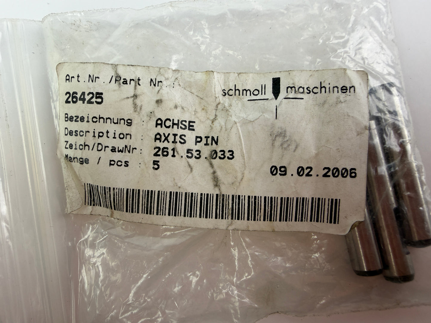 Schmoll Maschinen 26425 Axis Pin – ACHSE – 3 Pieces