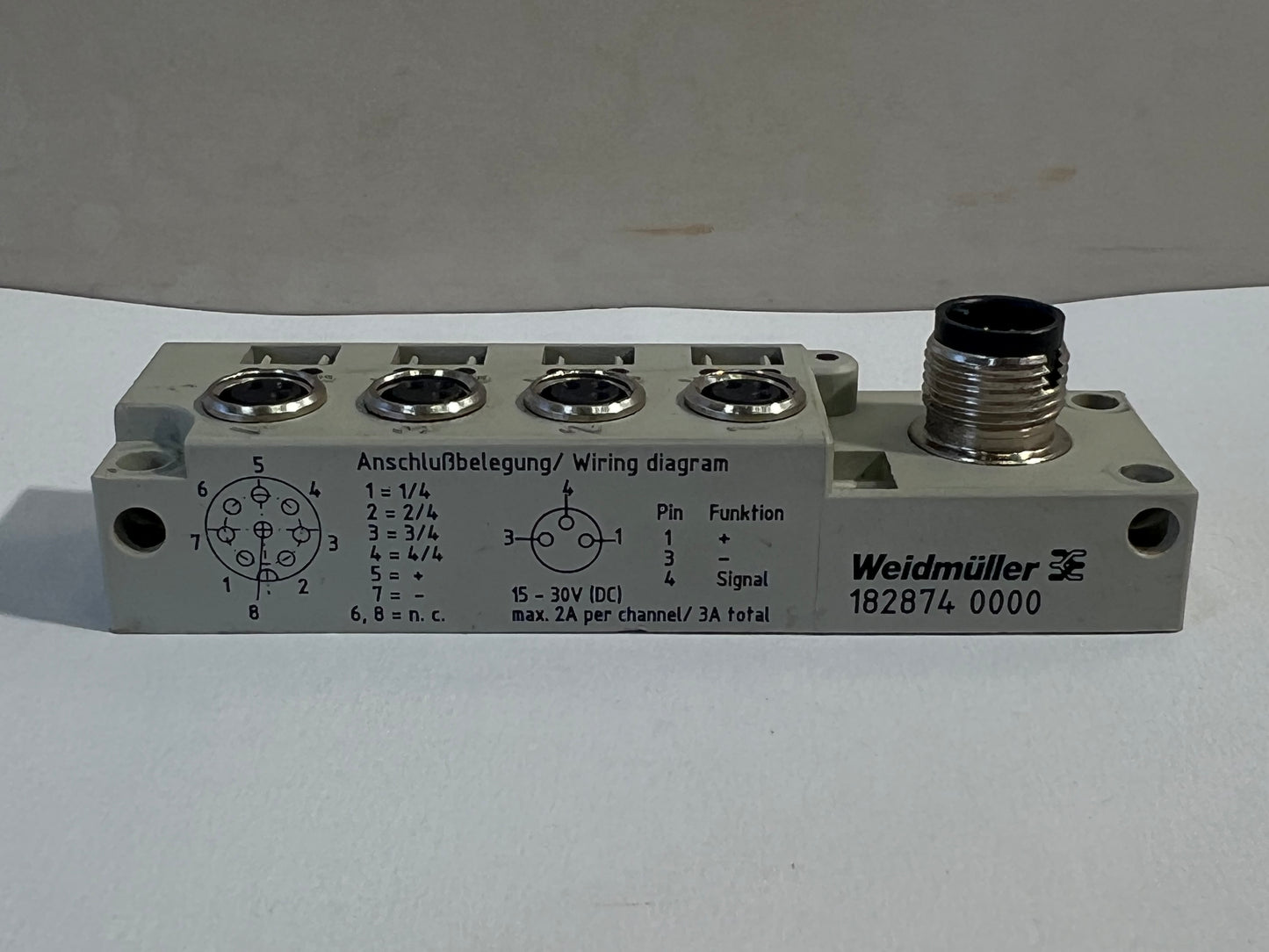 Weidmuller 182874 0000 - 4 Port Slim Line M8 Distribution Terminal Block