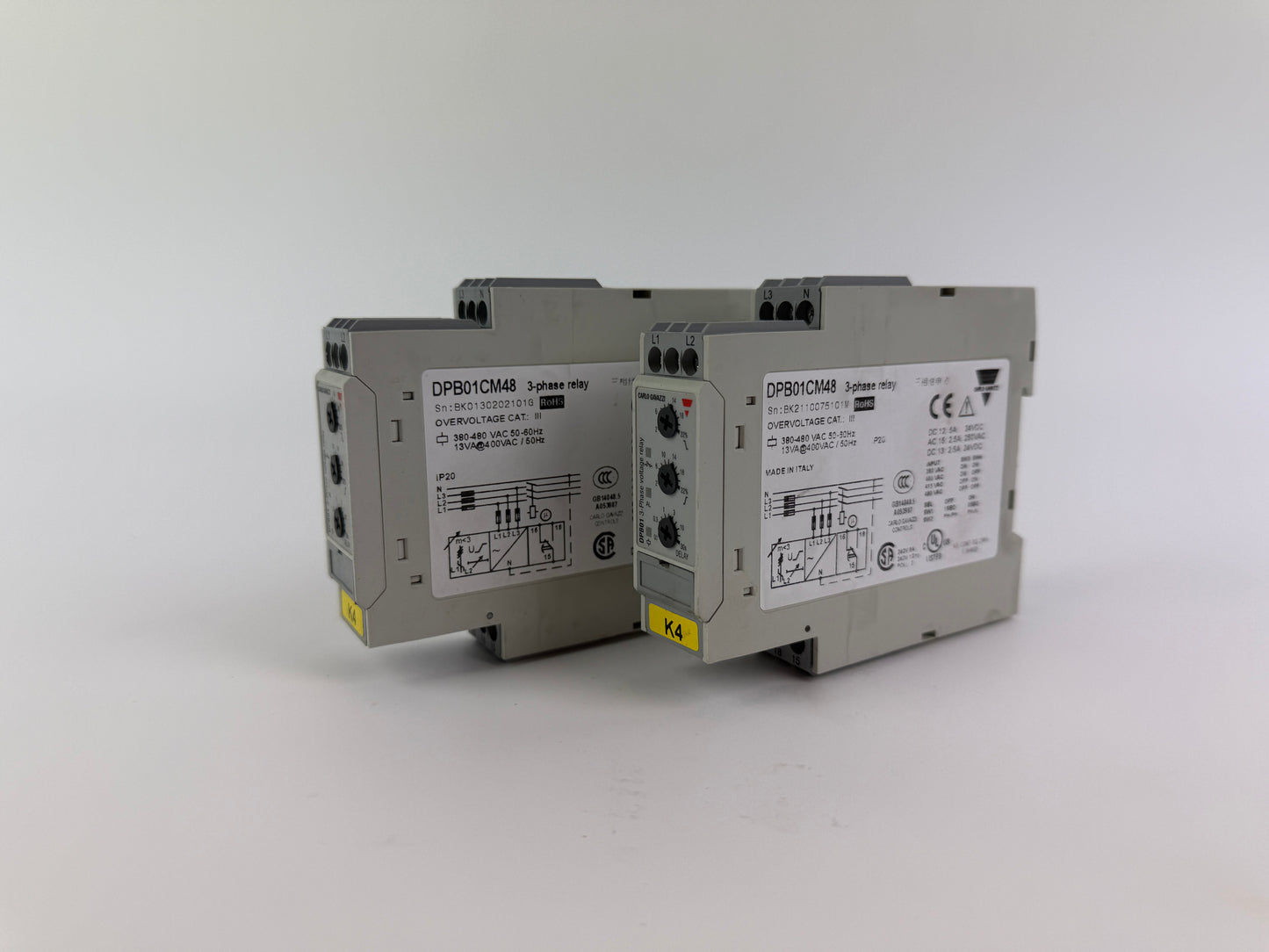 1x Carlo Gavazzi DPB01CM48 3-Phase Voltage Relay 380–480 VAC