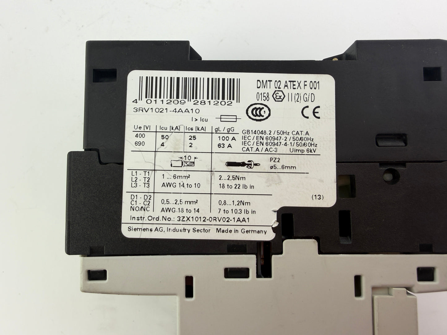 1x SIEMENS 3RV1021-4AA10 Circuit Breaker / Motor Starter Protector – SIRIUS