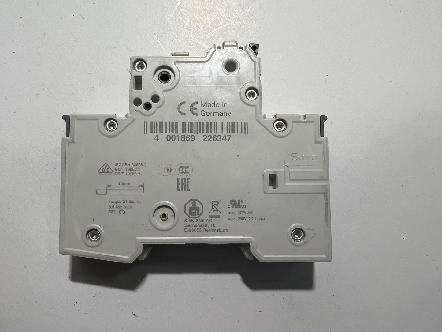 Siemens 5SY5102-7 MCB C2 Circuit Breaker