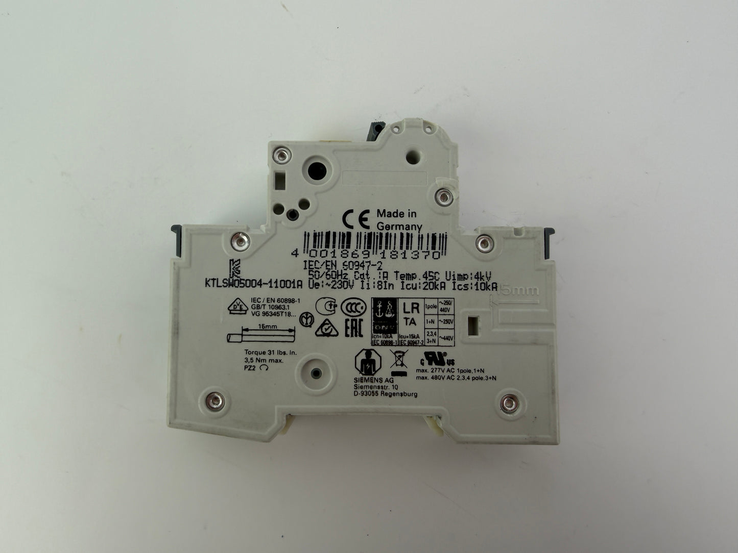 1x Siemens 5SY4110-7 Miniature Circuit Breaker MCB C10 1P 10A 230/400V