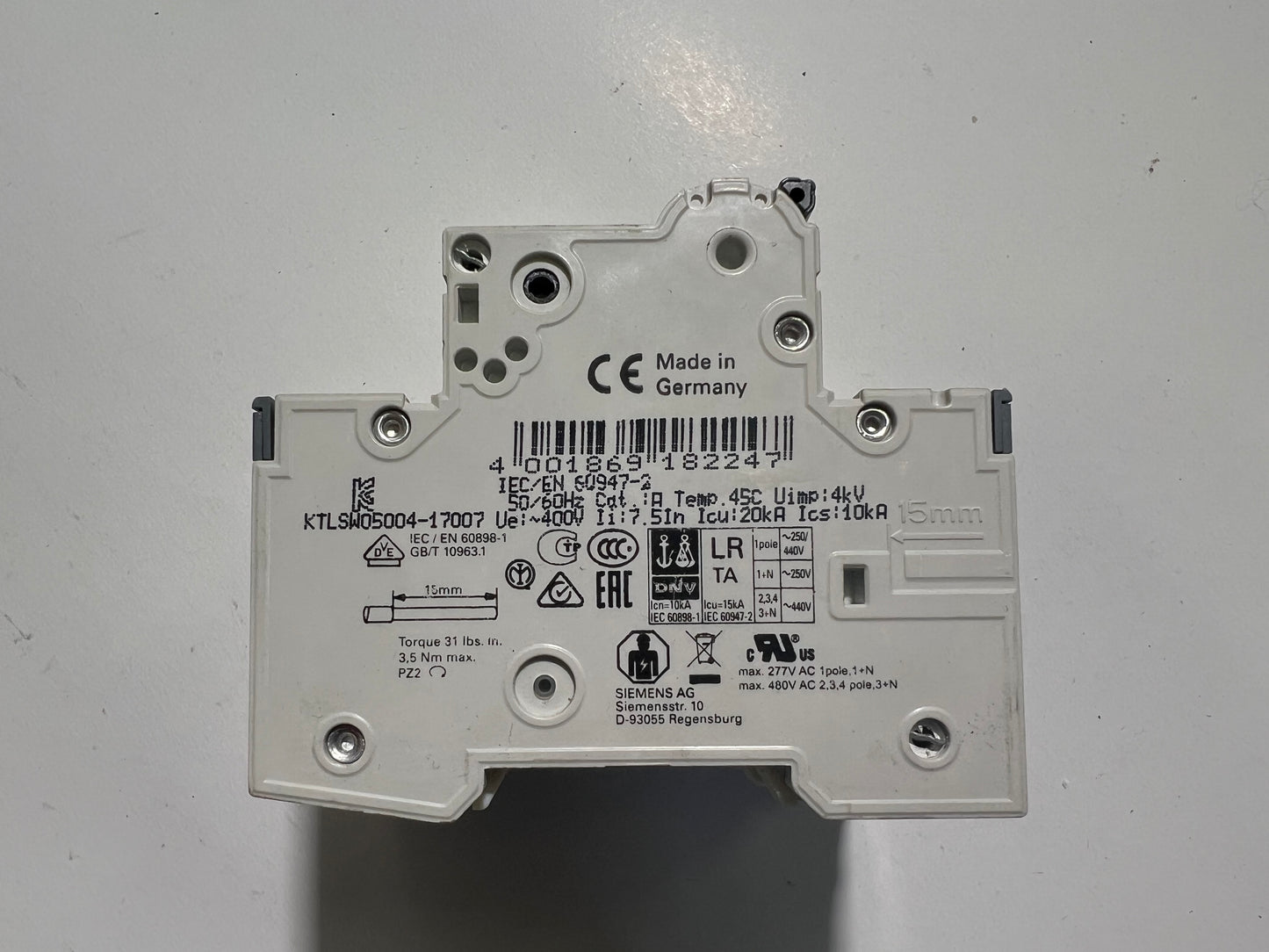 Siemens 5SY4420-7 MCB C20 Circuit Breaker