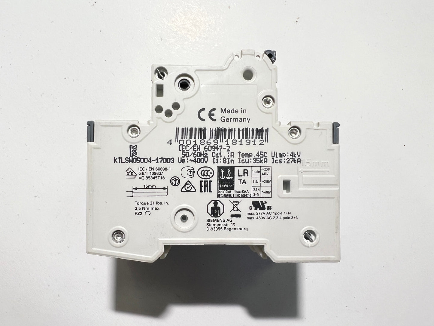 Siemens 5SY4306-7 Miniature Circuit Breaker MCB C6 230/400V 6kA 3-Pole