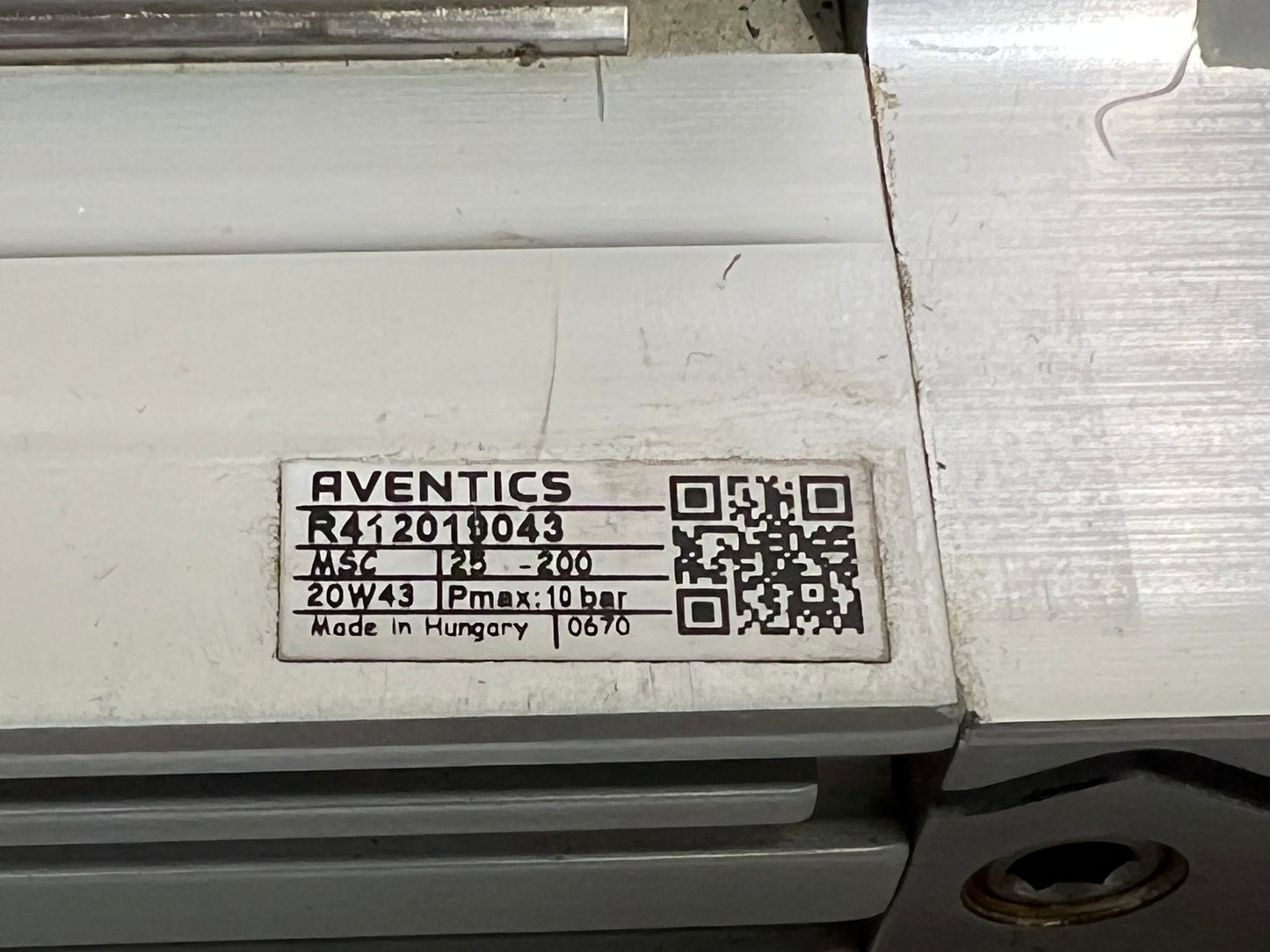 Aventics R412019043 Slide Cylinder 10Bar with Sensor & 1.2m Cable