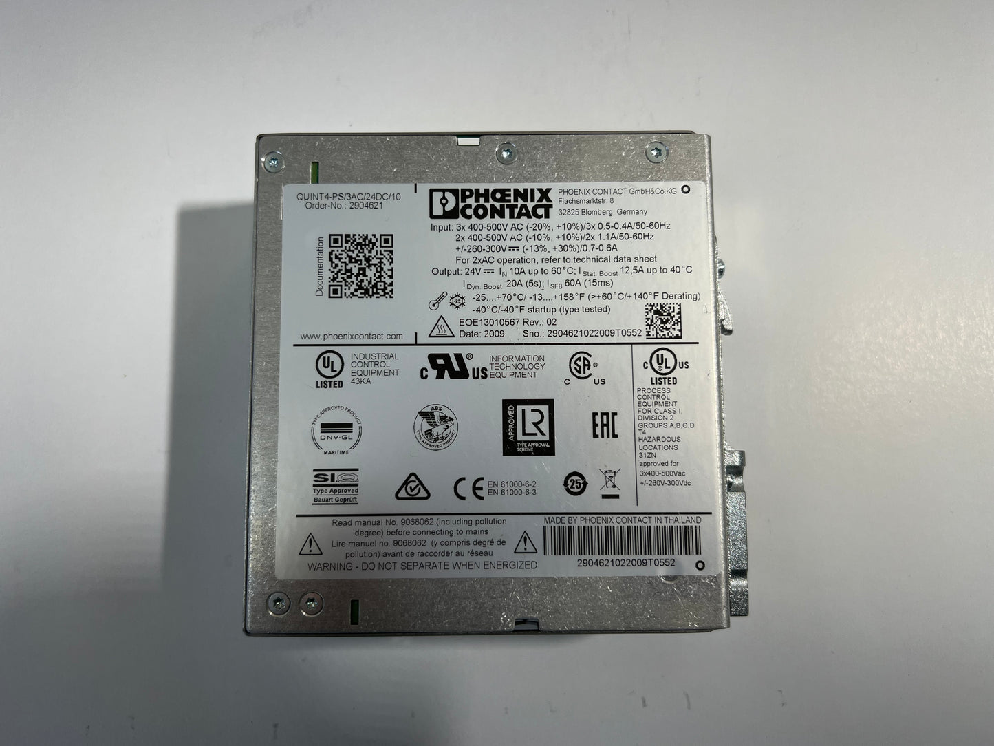 Phoenix Contact power supply QUINT4-PS/3AC/24DC/10 2904621