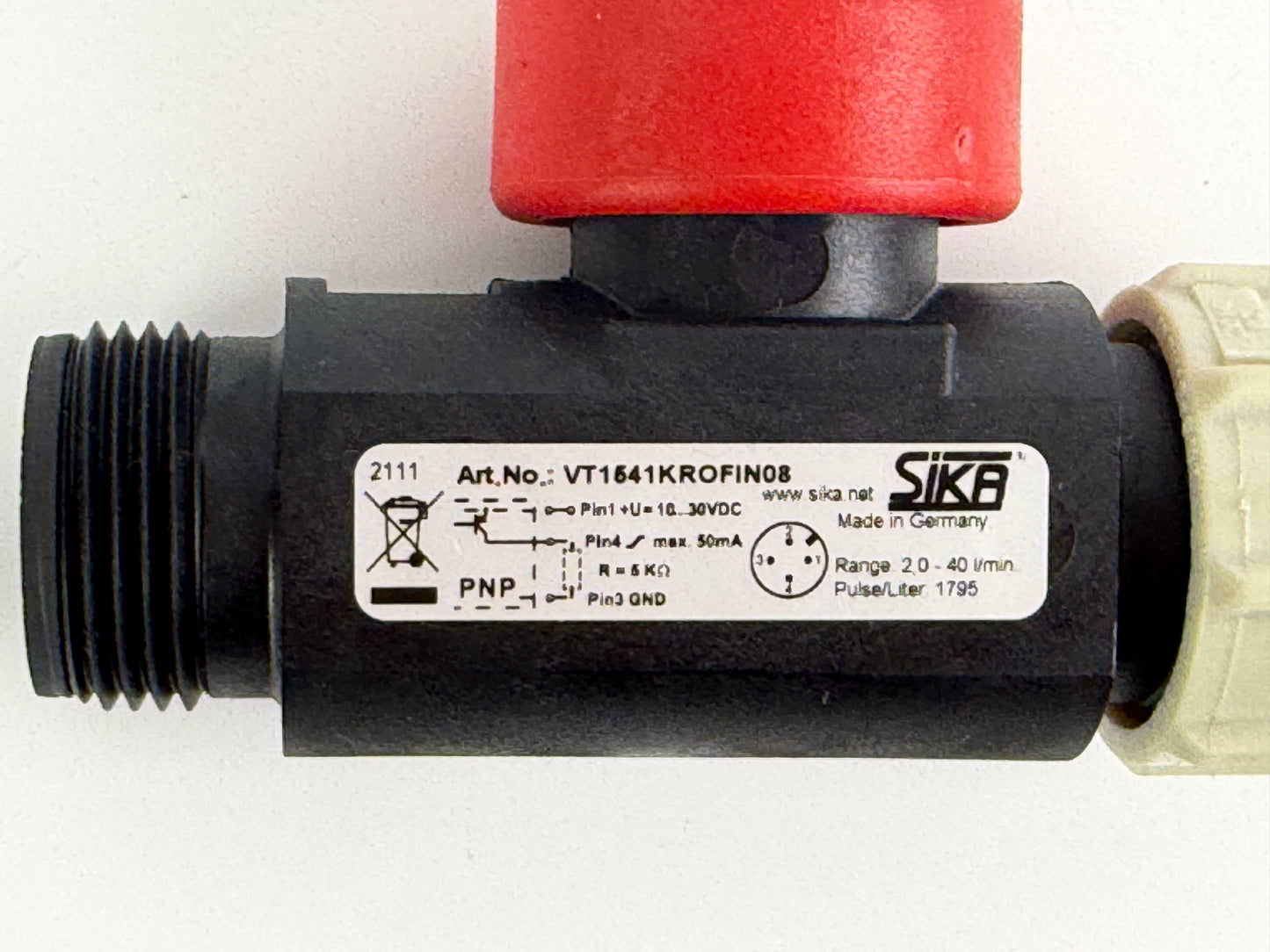 1x SIKA VT1541KROFIN08 In-Line Turbine Flow Meter + Sensor Cable