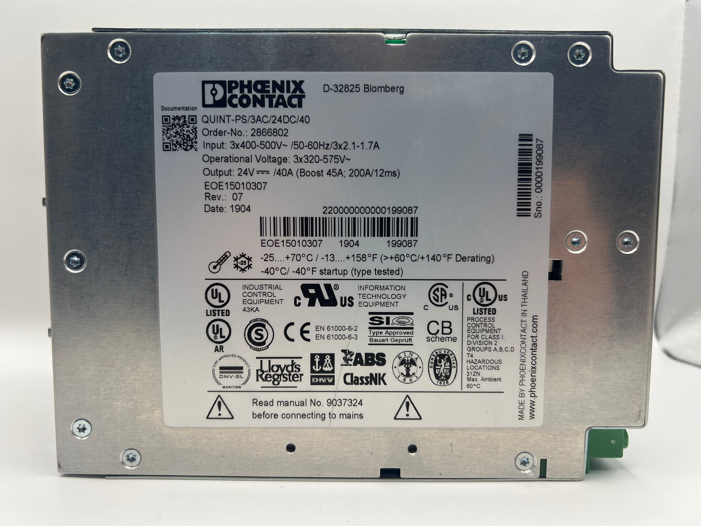 Phoenix Contact QUINT-PS/3AC/24DC/40 2866802 Power Supply