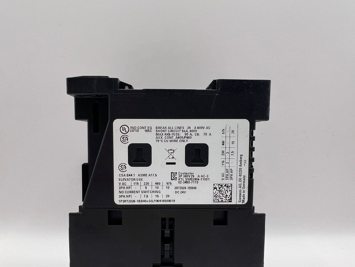 Siemens SIRIUS 3RT2026-1BB40  CONTACTOR